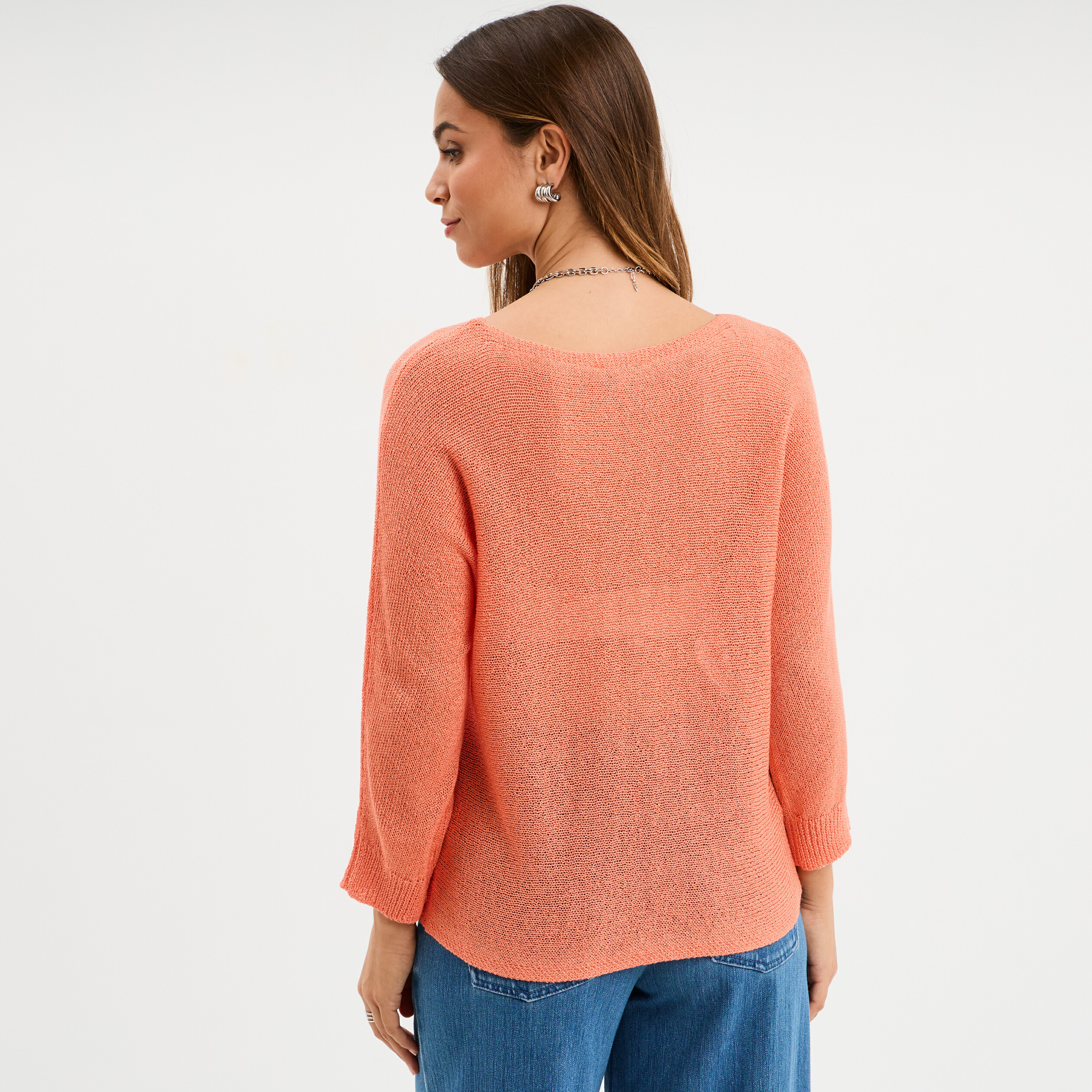 Pull Femme Miso Rose Corail Taille 14 - Manches Papillons, Col Arrondi, Occasion Très Bon état