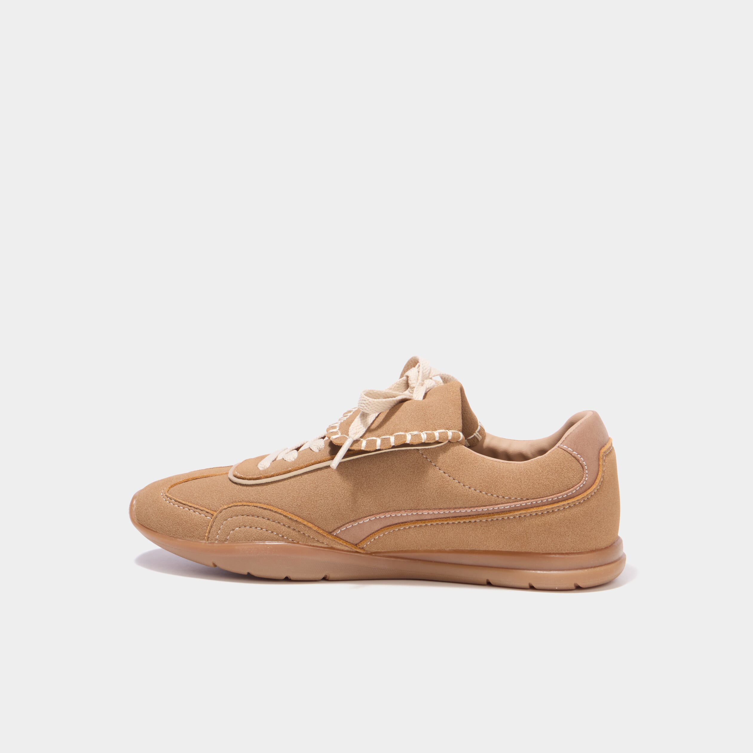 Tennis su&eacute;dine languettes amovibles marron femme