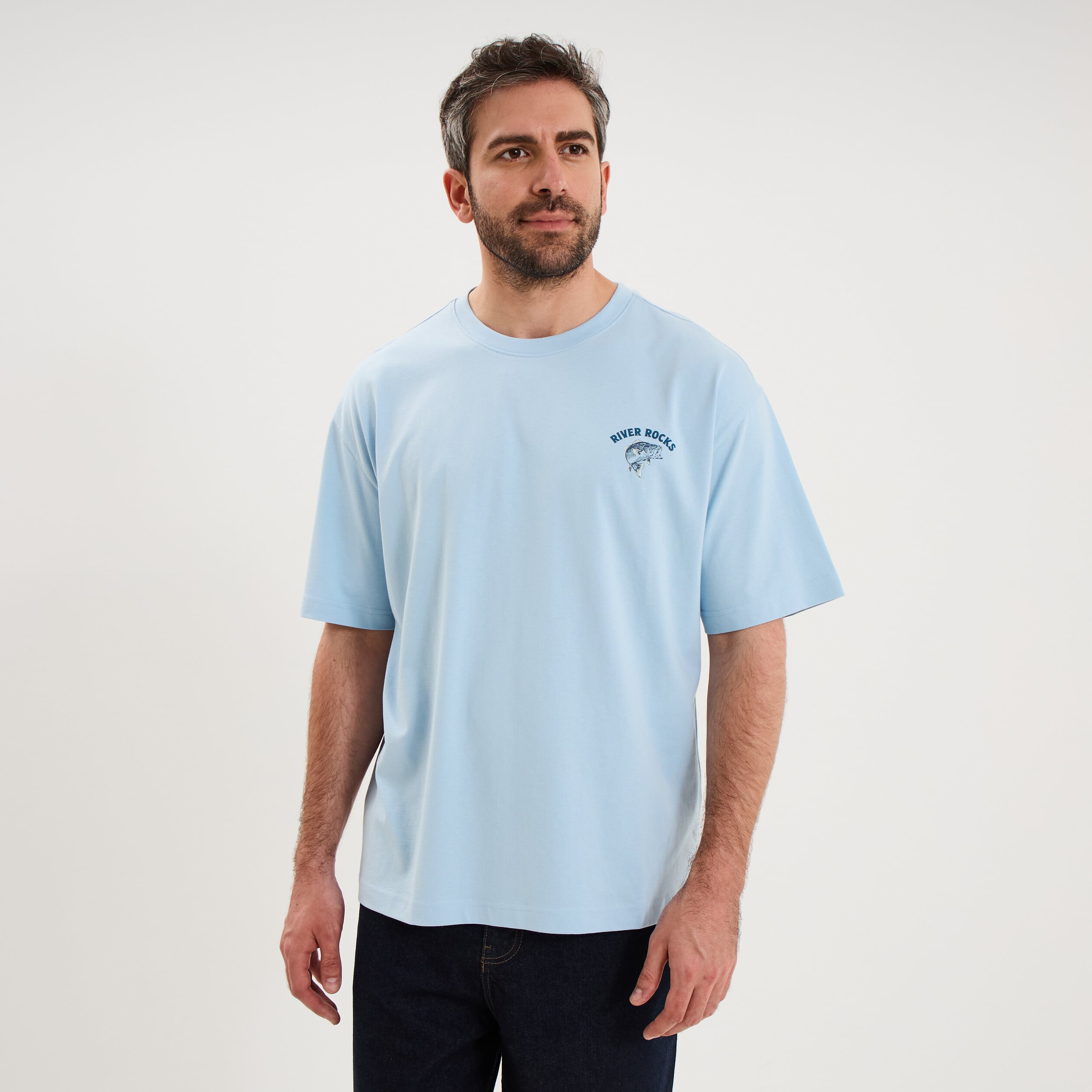 T-shirt manches courtes coton bleu clair homme
