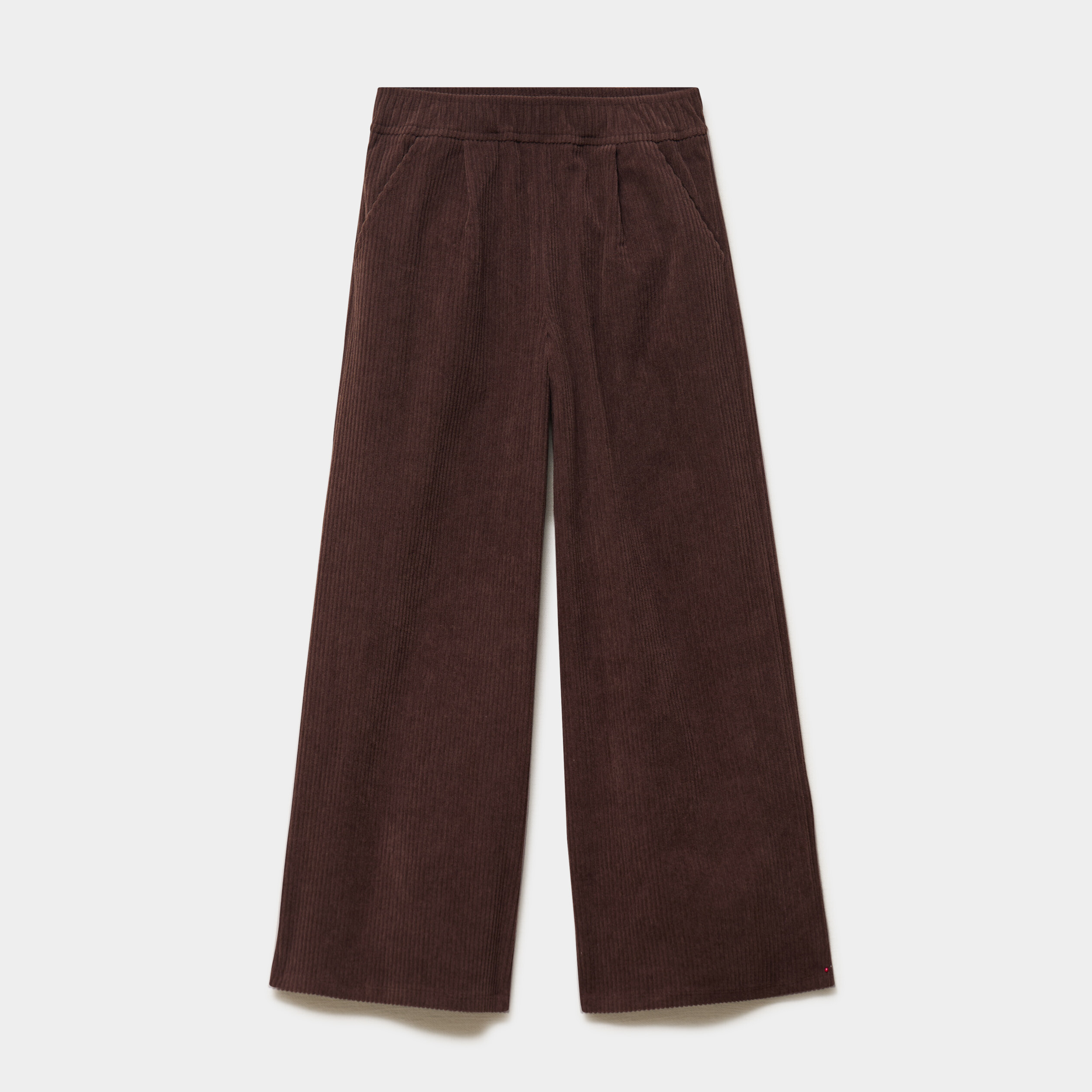 Pantalon velours c&ocirc;tel&eacute; large marron fonc&eacute; fille