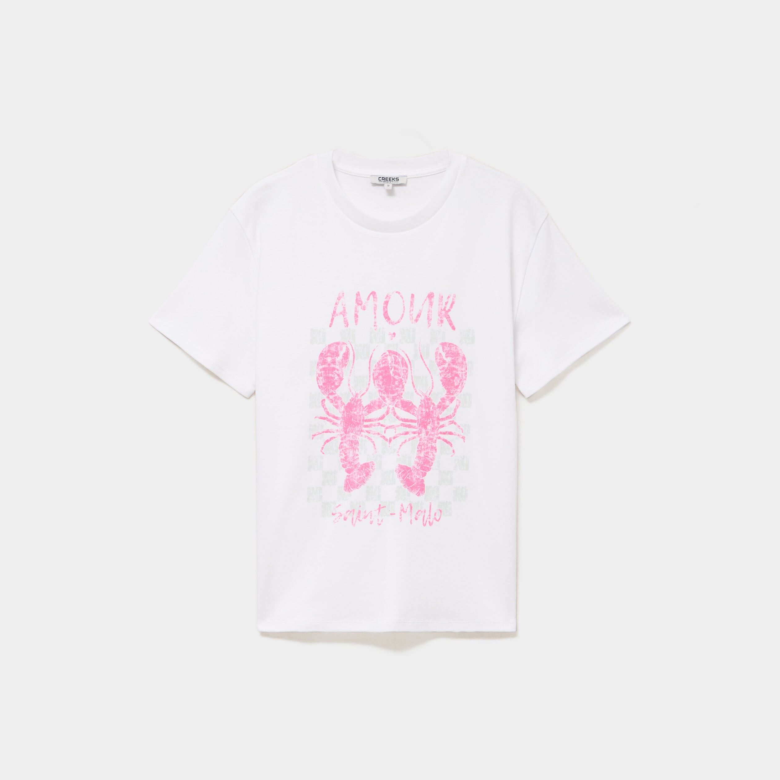 T-shirt col rond manches courtes coton blanc femme