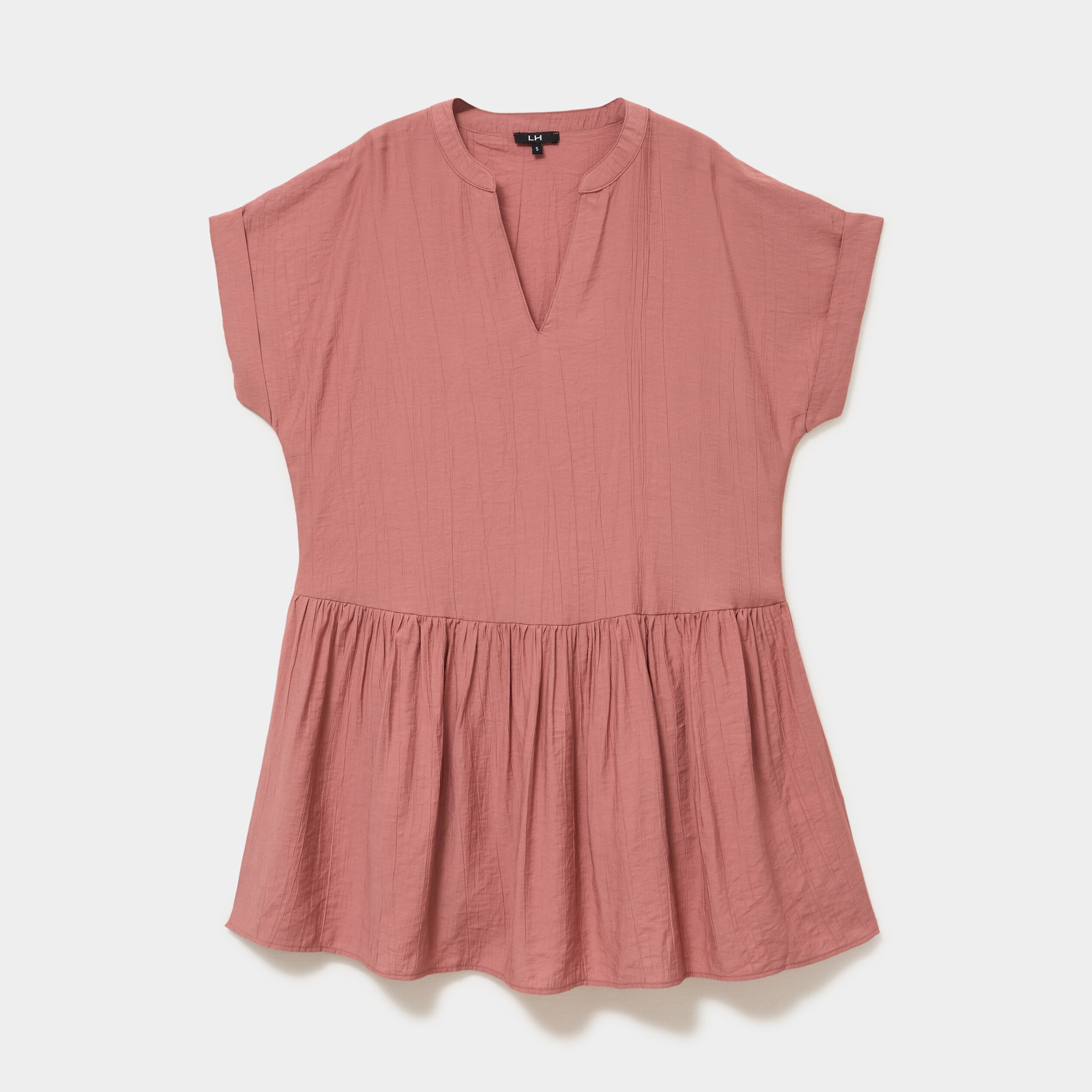 Robe courte fluide bas volants terracotta femme