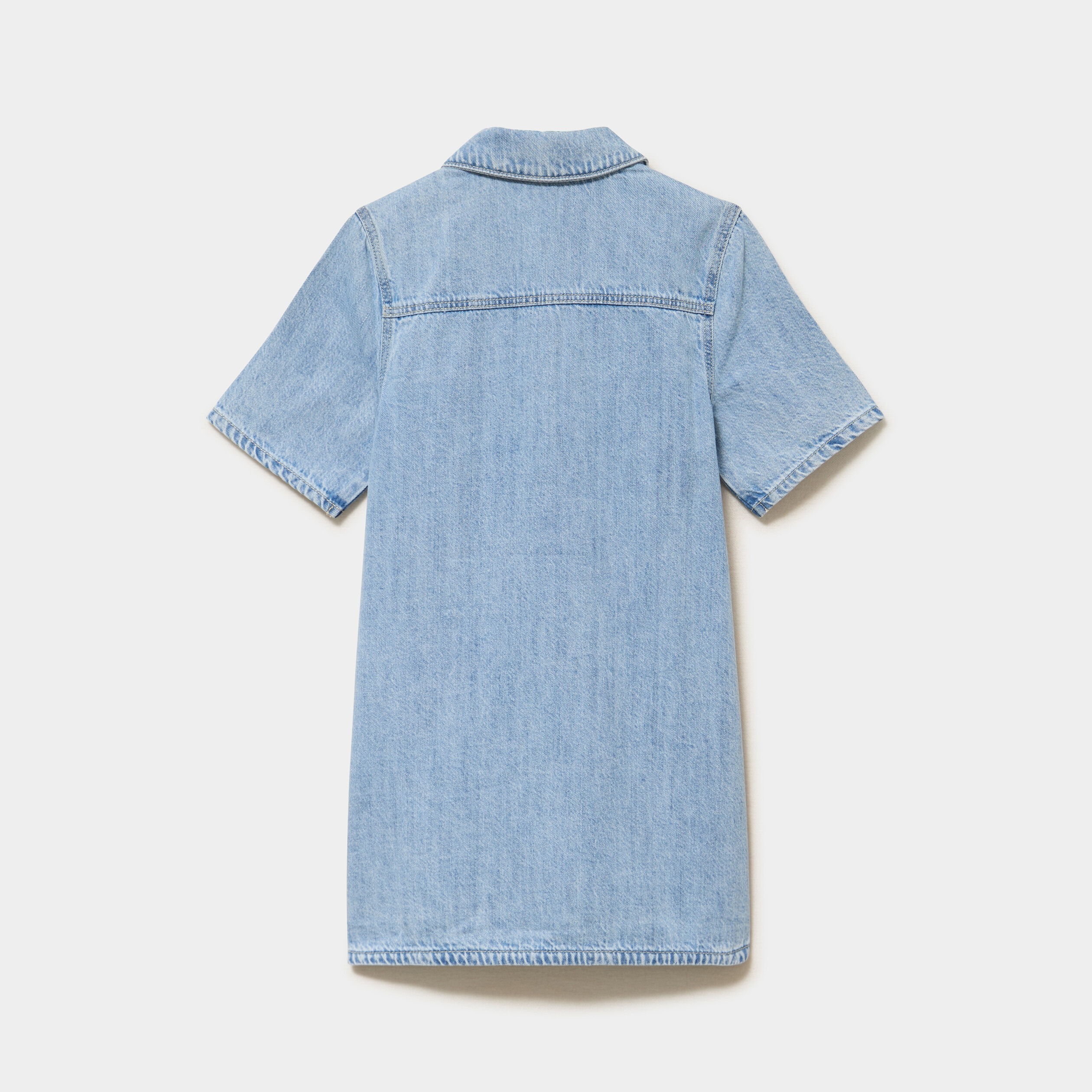 Robe chemise en jean courte coton denim double stone fille