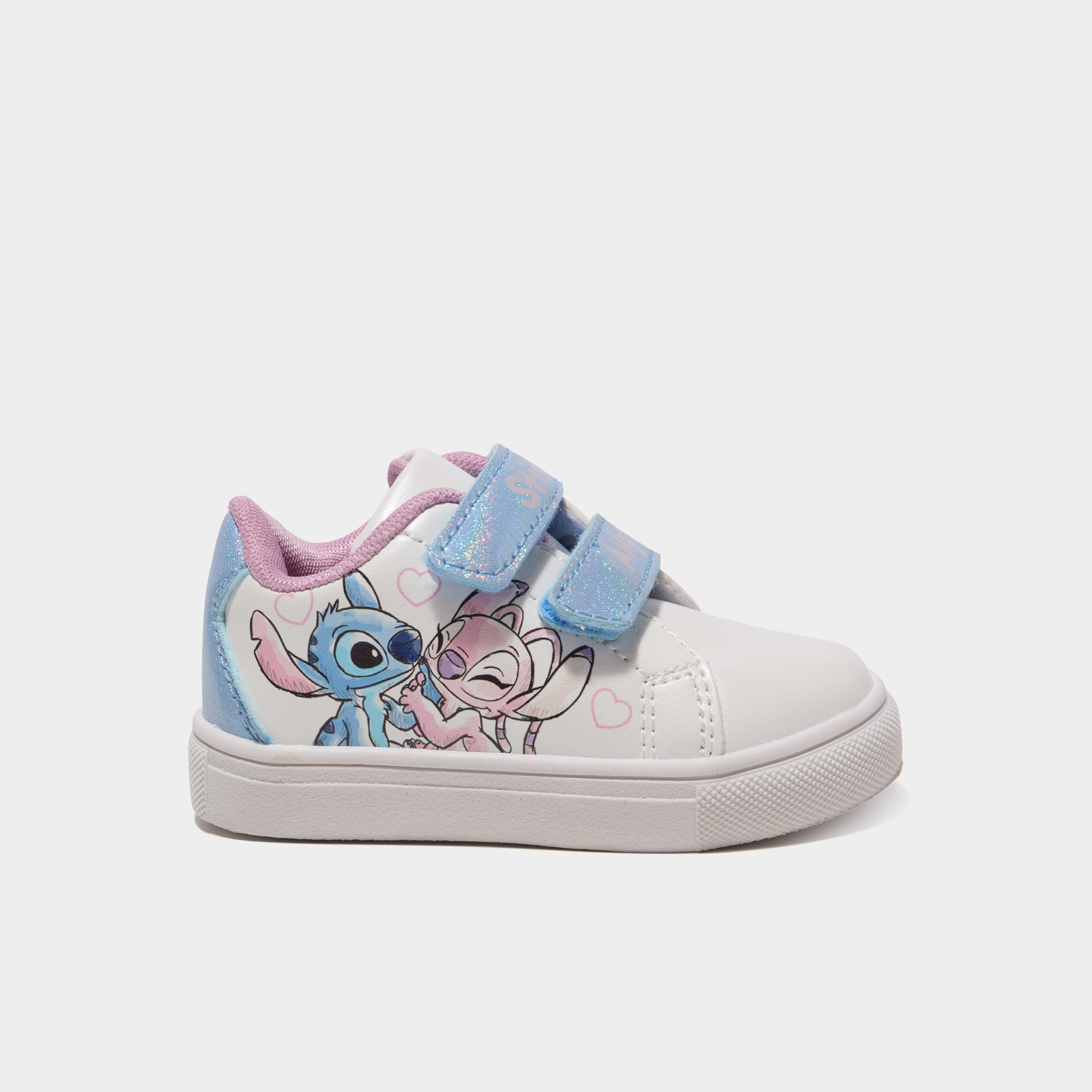Tennis basses &agrave; scratchs Stitch blanc b&eacute;b&eacute; fille