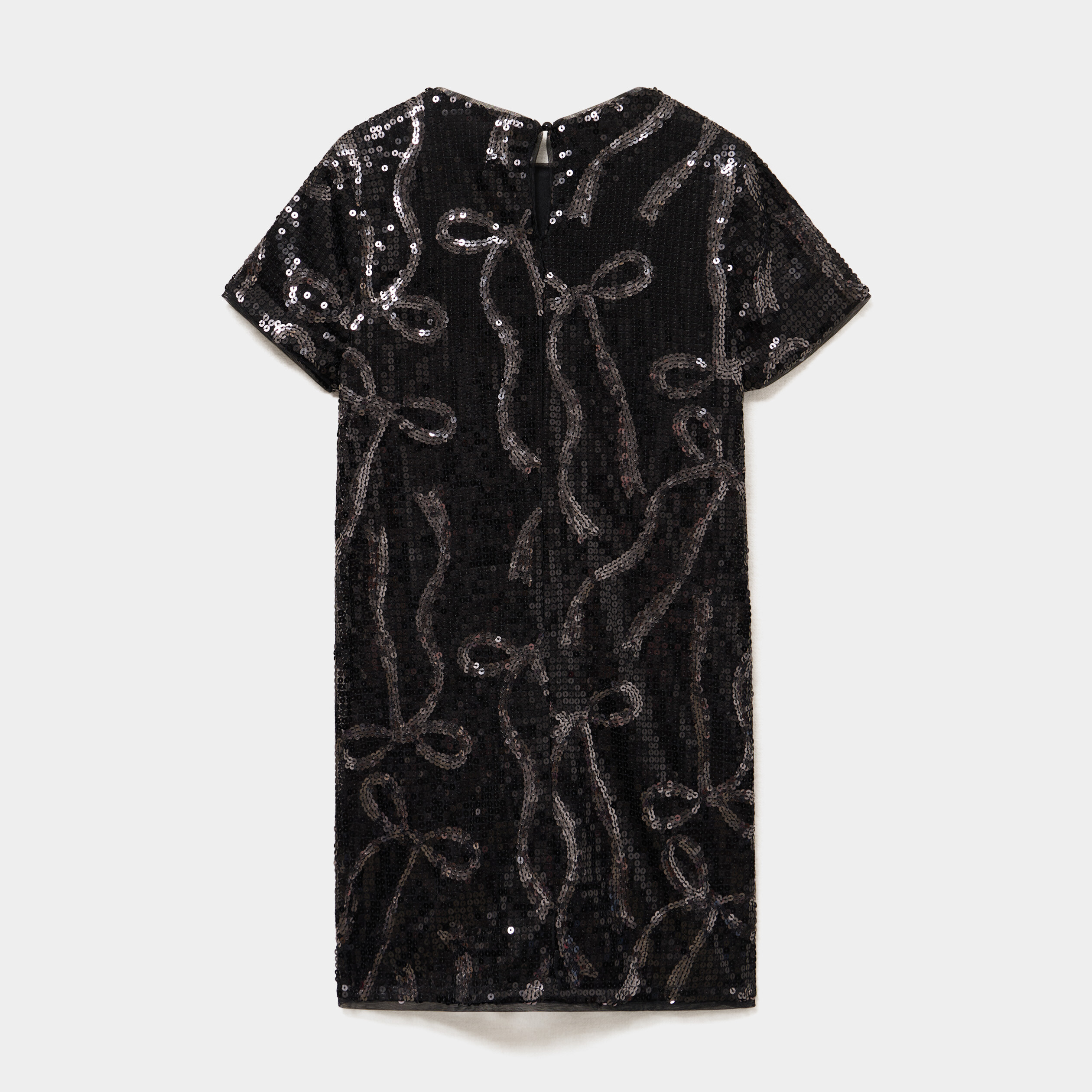 Robe &agrave; sequins manches courtes noir fille