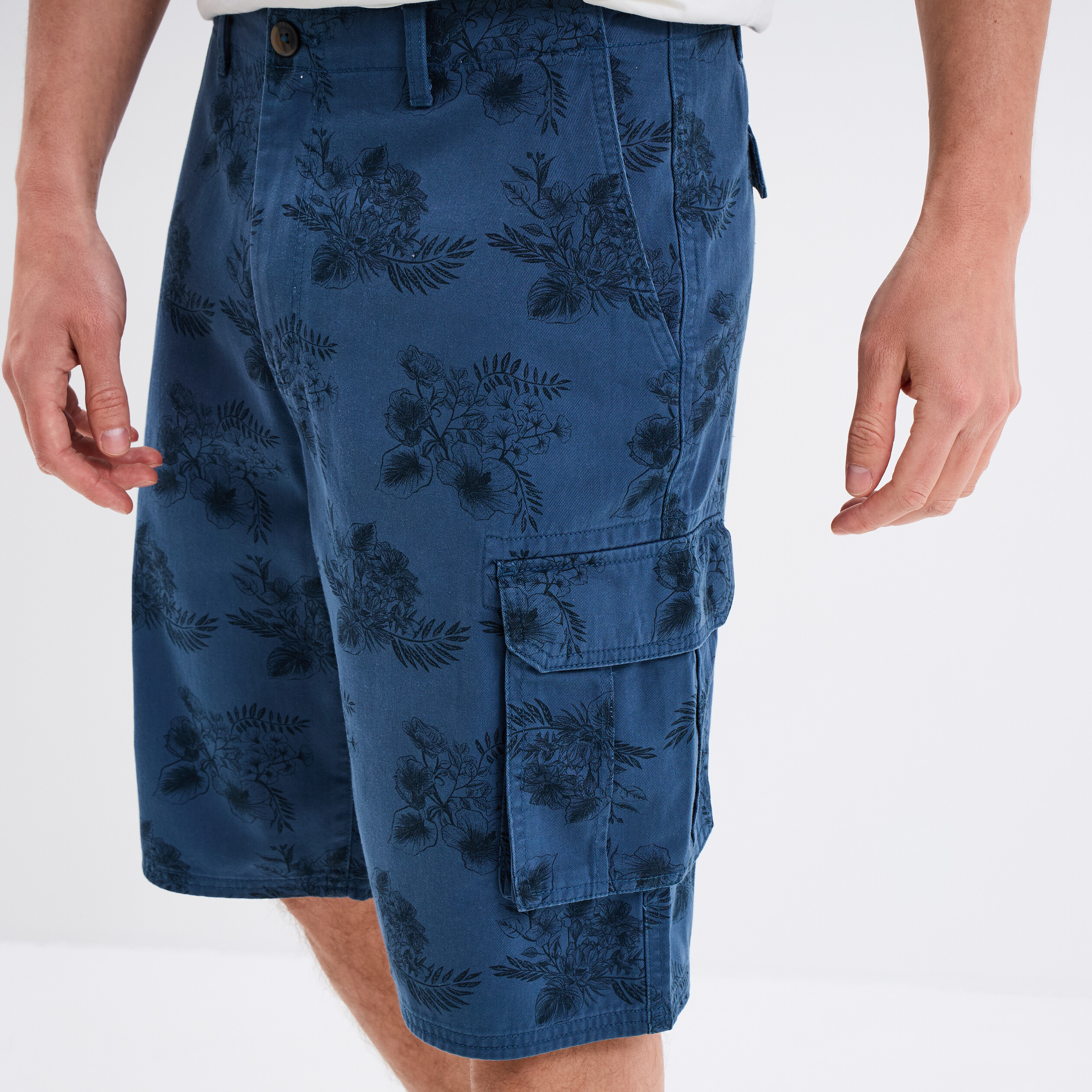 bermuda cargo coton bleu fonce homme Bermuda cargo coton bleu foncé homme