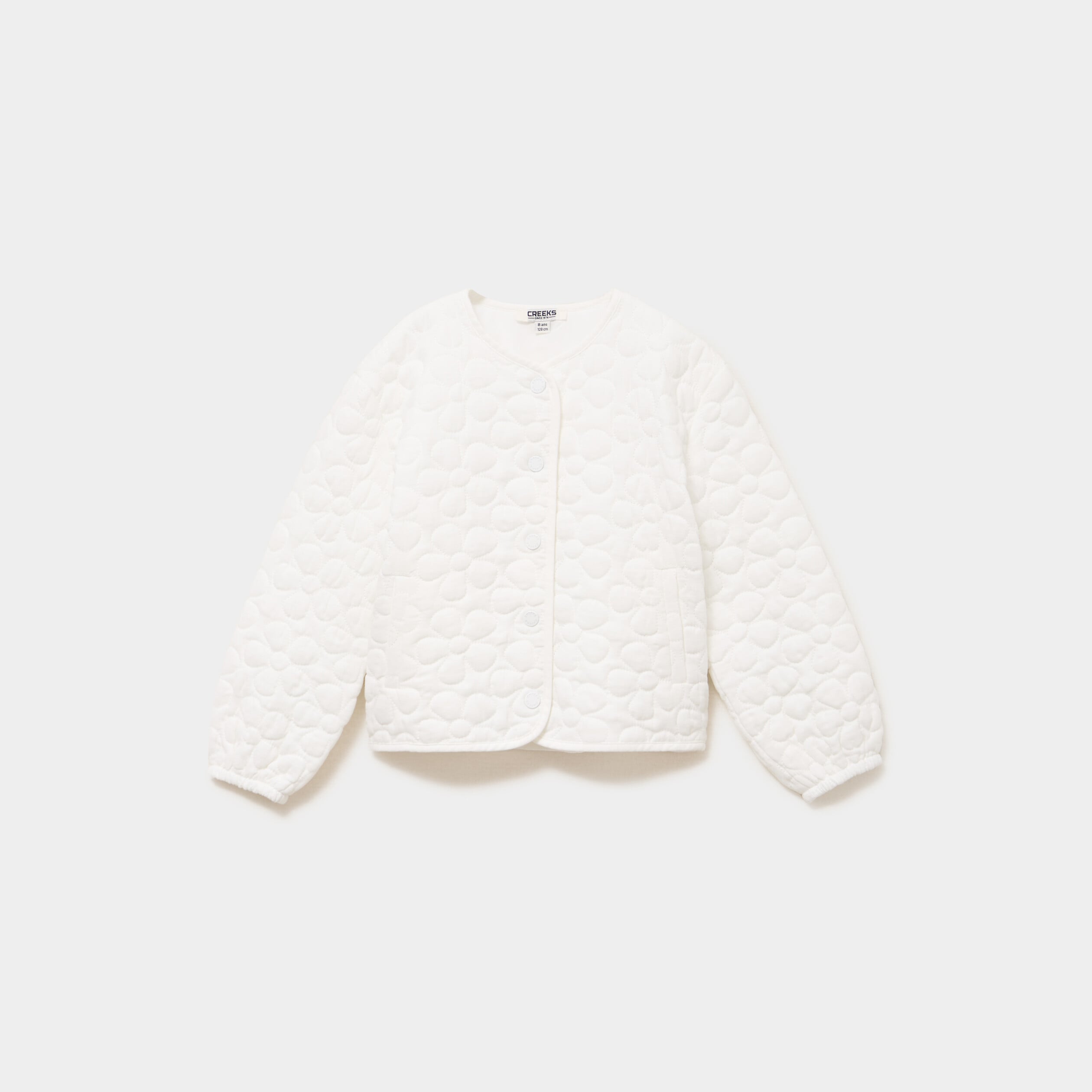 Gilet matelass&eacute; boutonn&eacute; coton ivoire fille