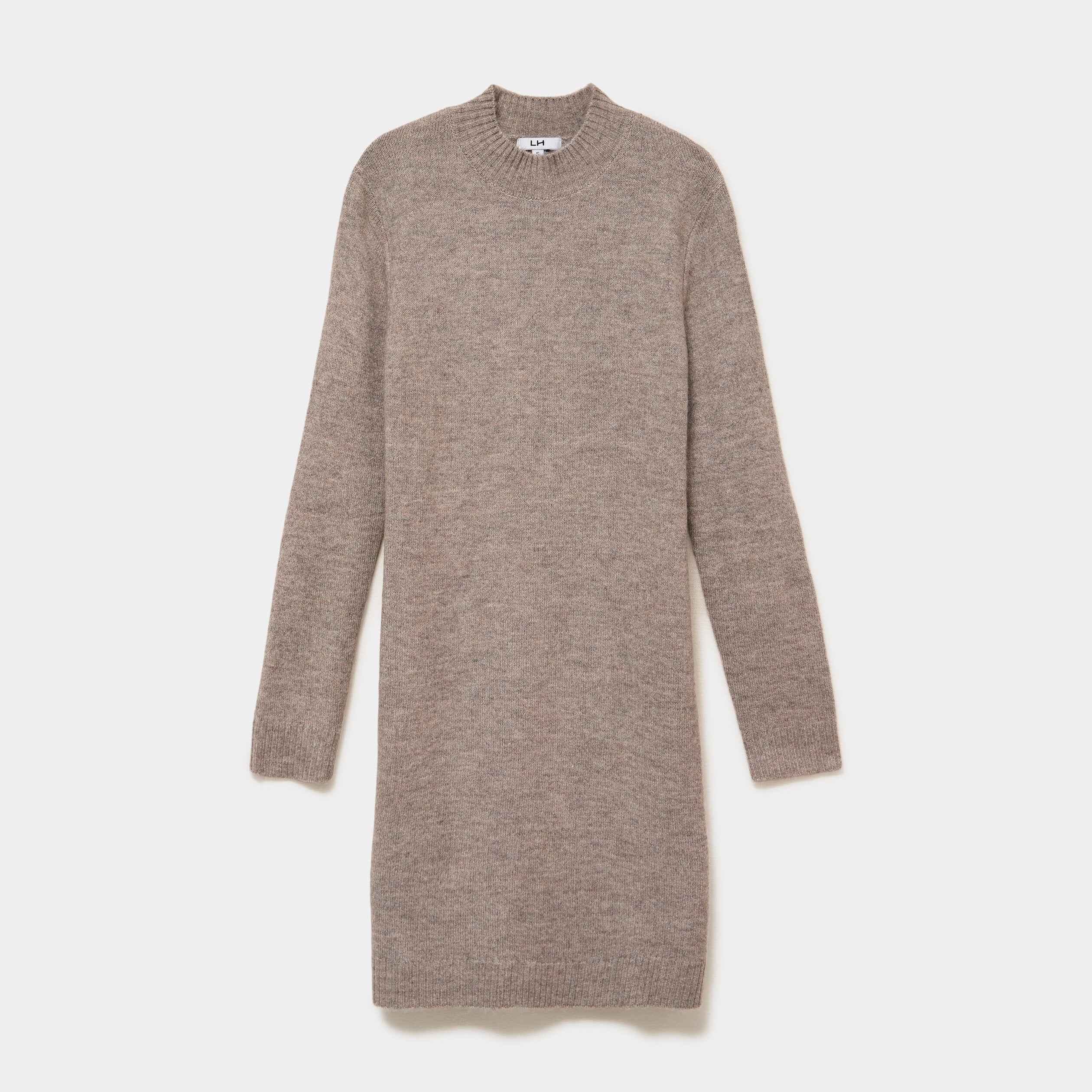 Robe pull col montant manches longues gris femme