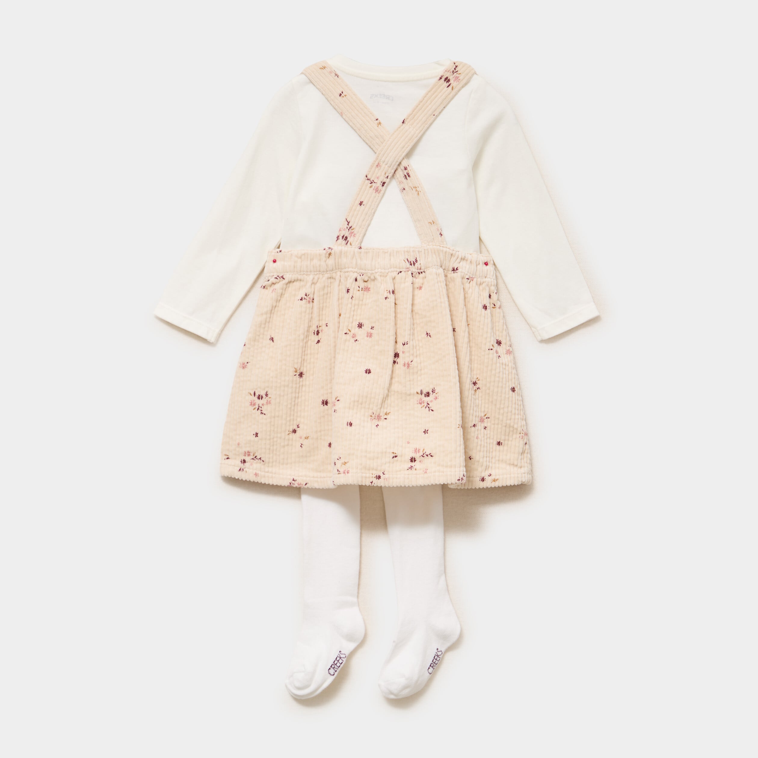 Ensemble 3 pi&egrave;ces avec robe velours ficelle b&eacute;b&eacute; fille