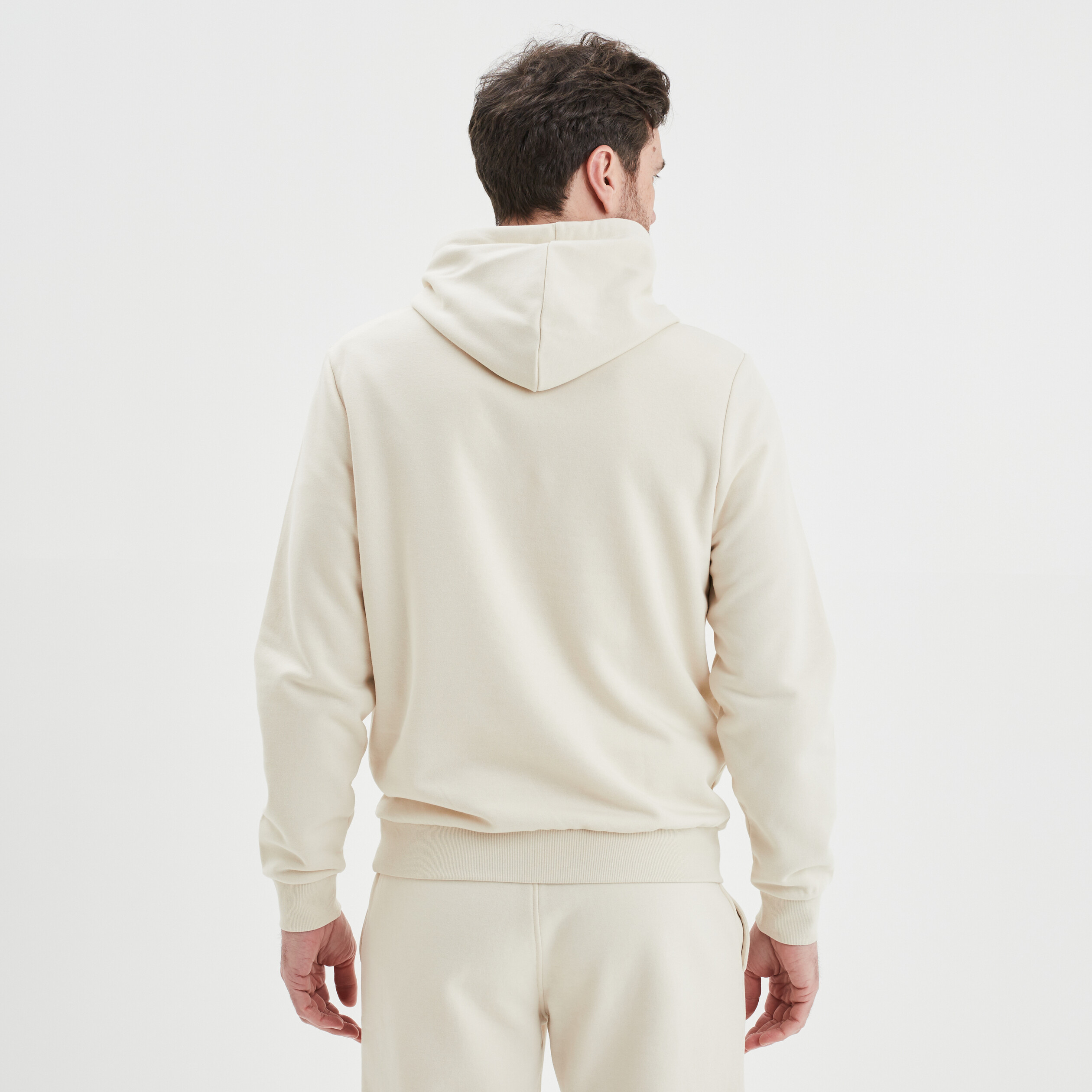 Sweat molleton &agrave; capuche hoodie ecru homme