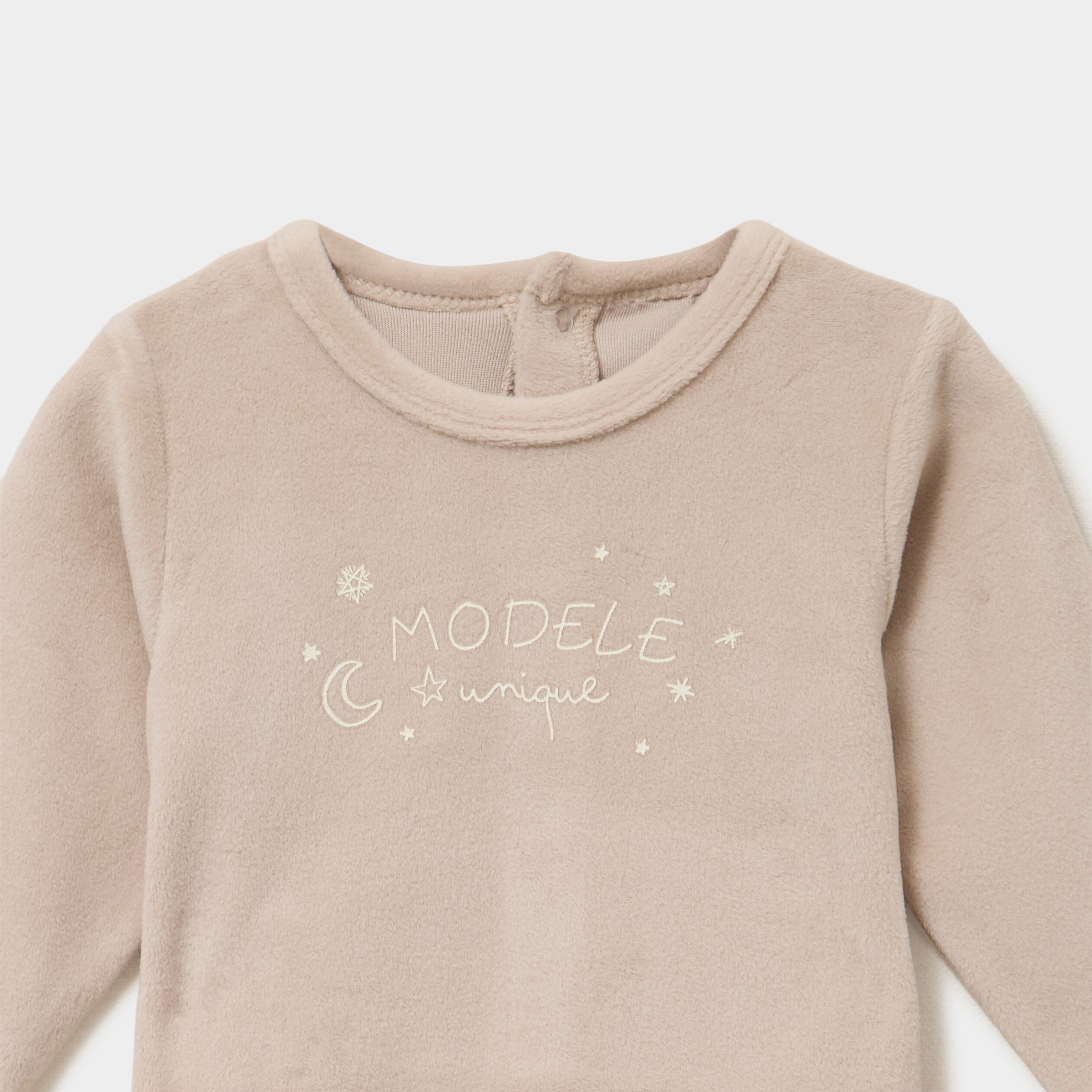 Dors-bien effet velours manches longues beige b&eacute;b&eacute;