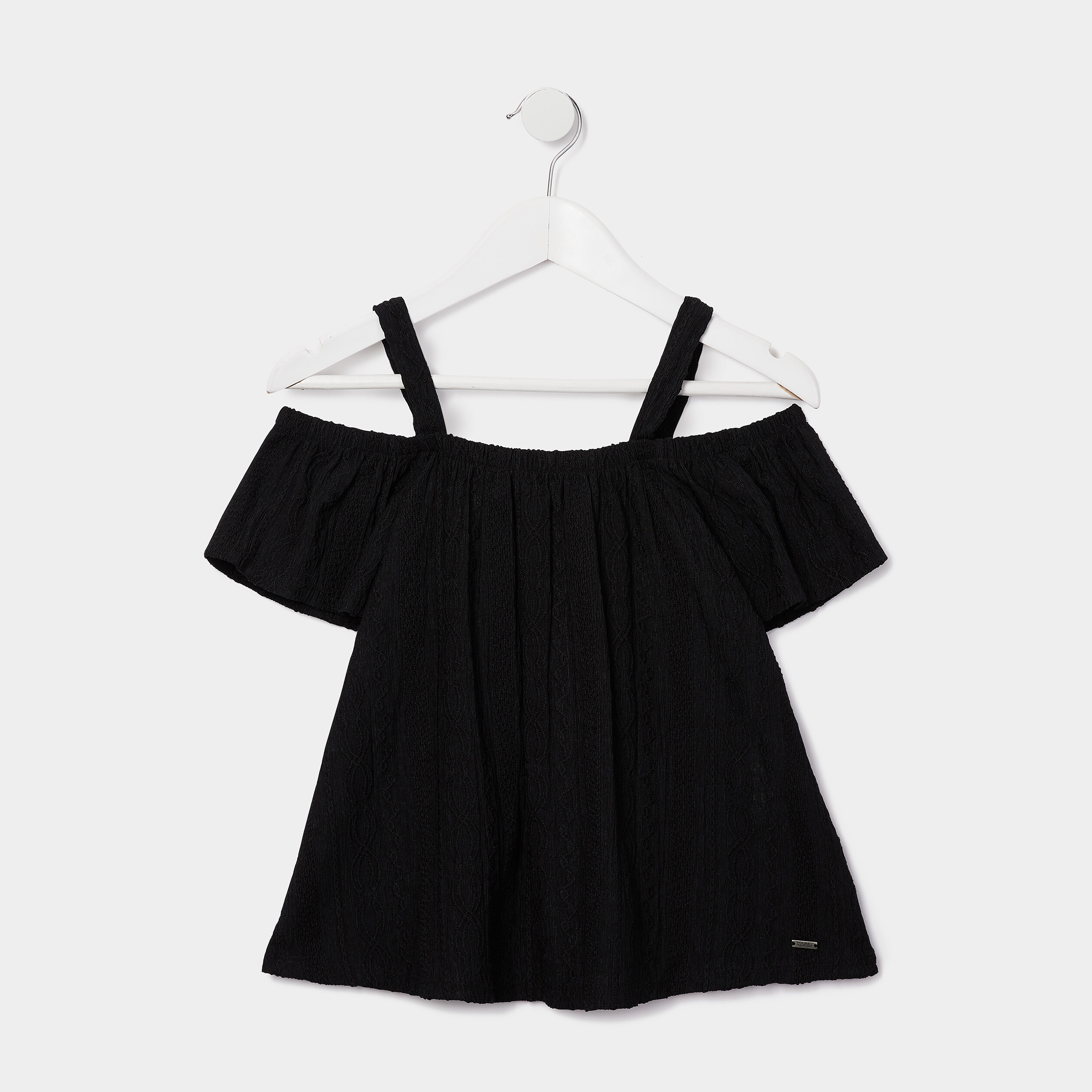 t shirt manches courtes col bardot noir fille T-shirt manches courtes col bardot noir fille