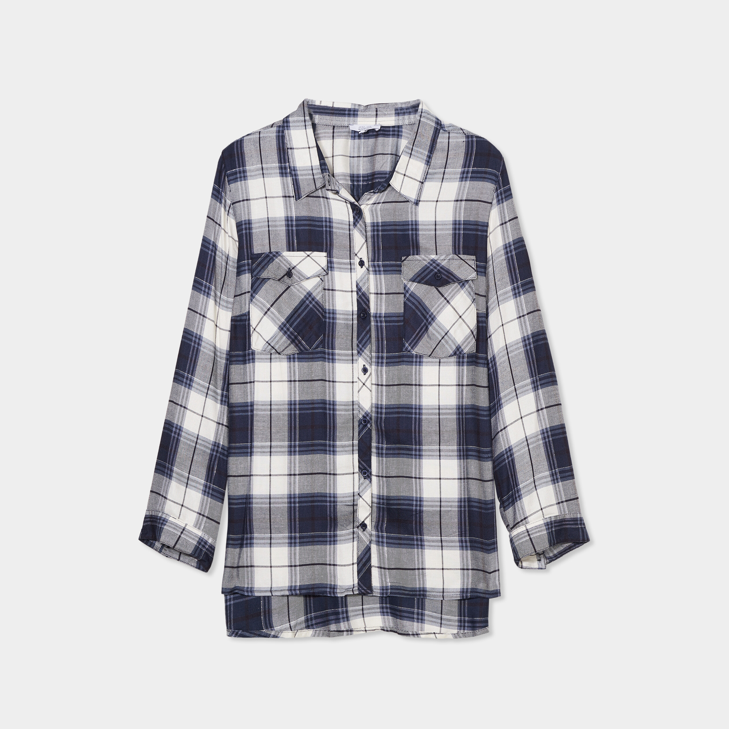 Chemise fluide manches longues bleu marine femme grande taille