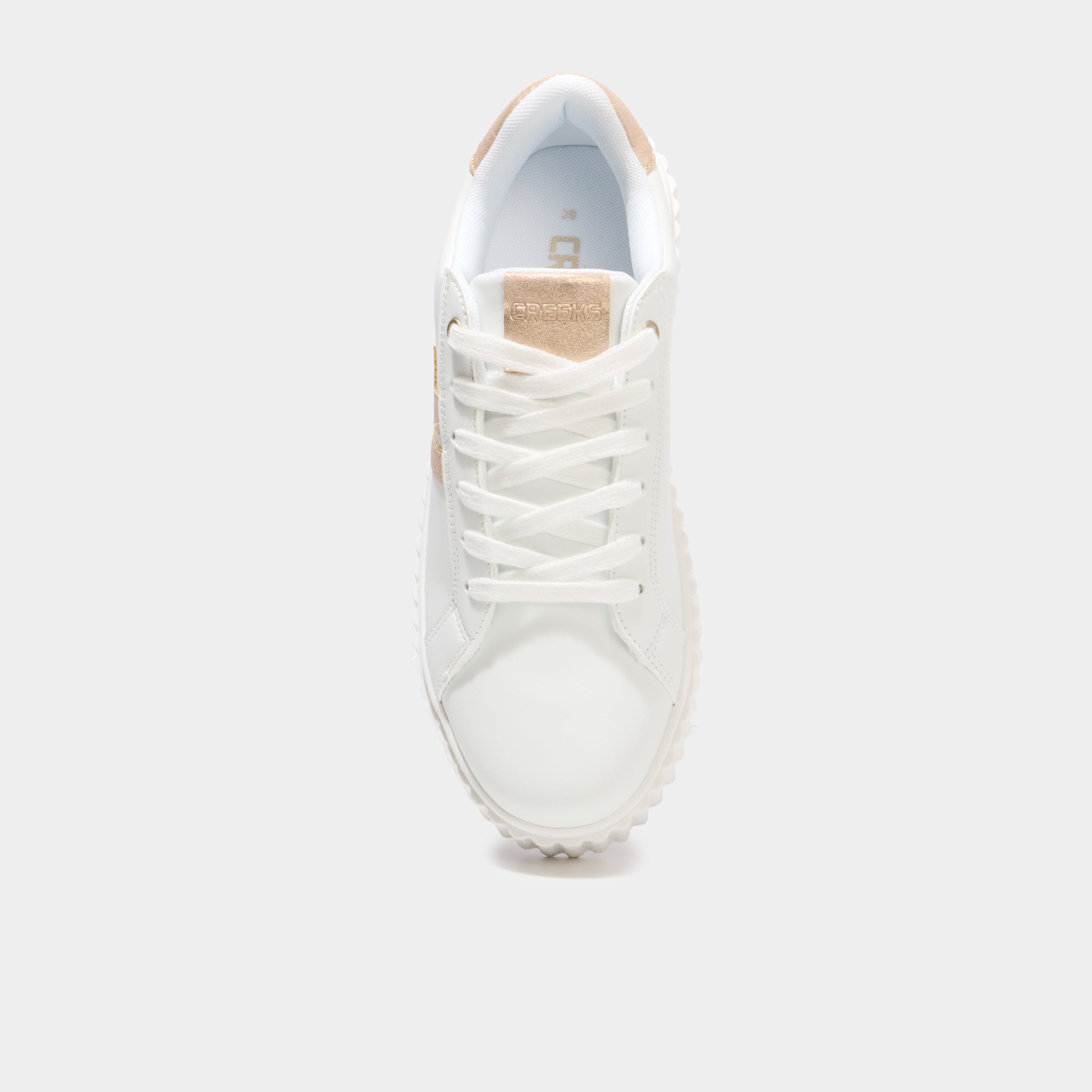 Baskets &agrave; lacets semelles &eacute;paisse blanc femme