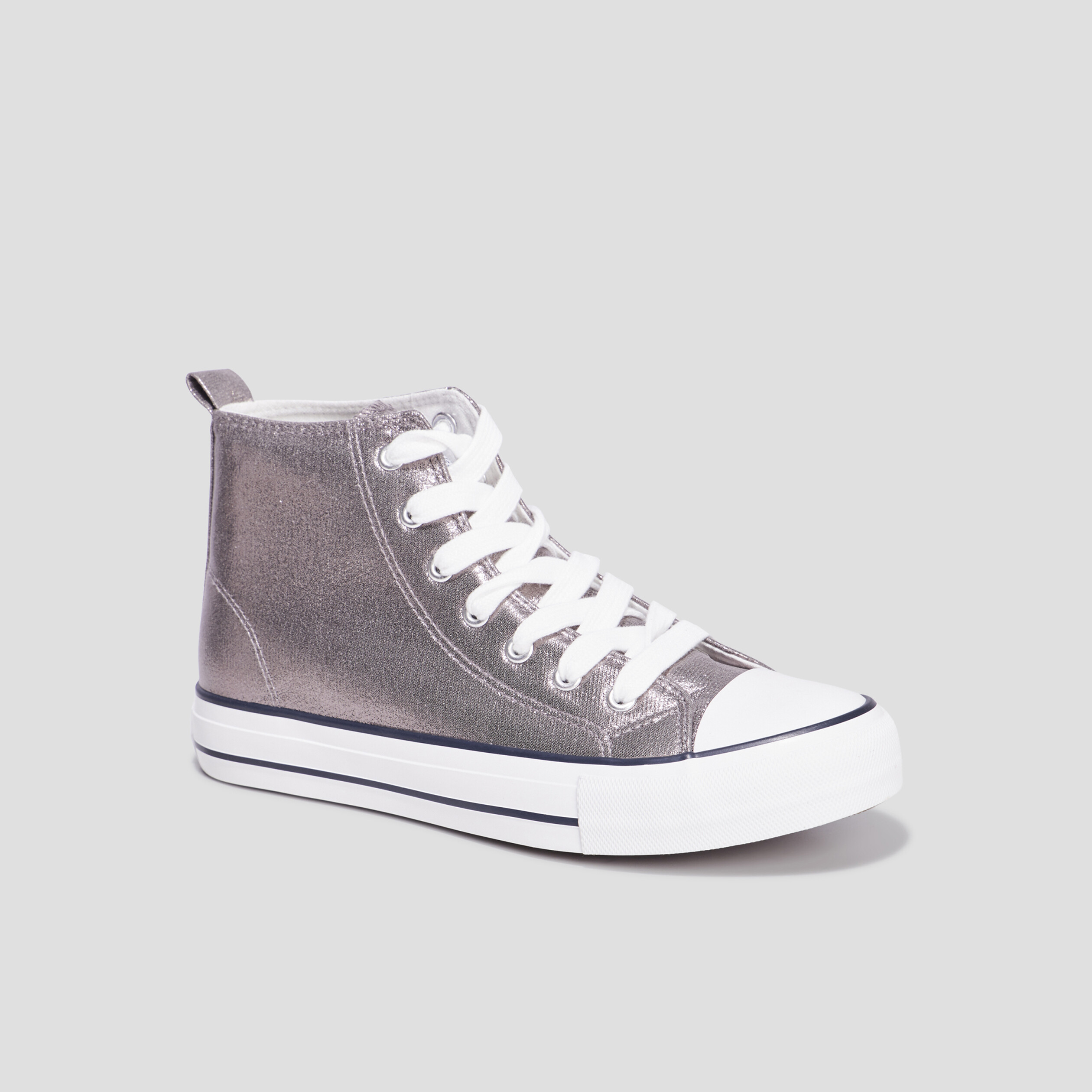 Baskets Montantes Basket Femme Gris Argent Baskets Montantes