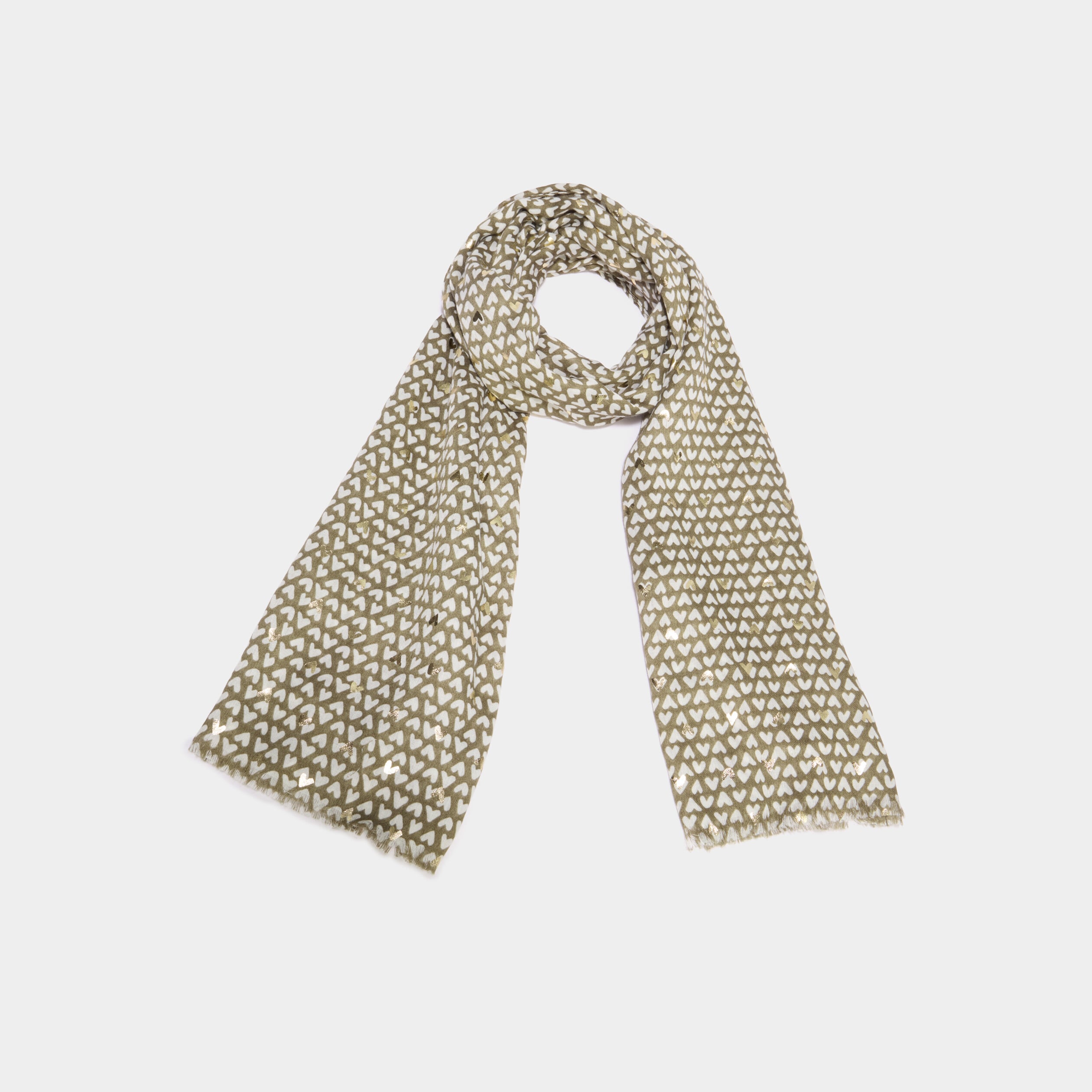 Foulard rectangulaire vert kaki femme
