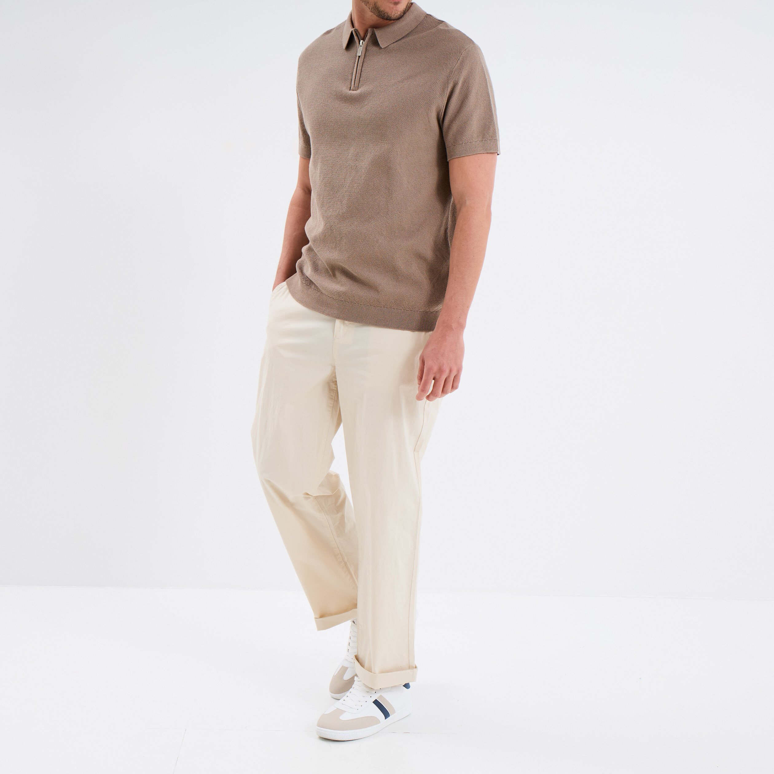 pantalon chino relax coton beige homme Pantalon chino relax coton beige homme
