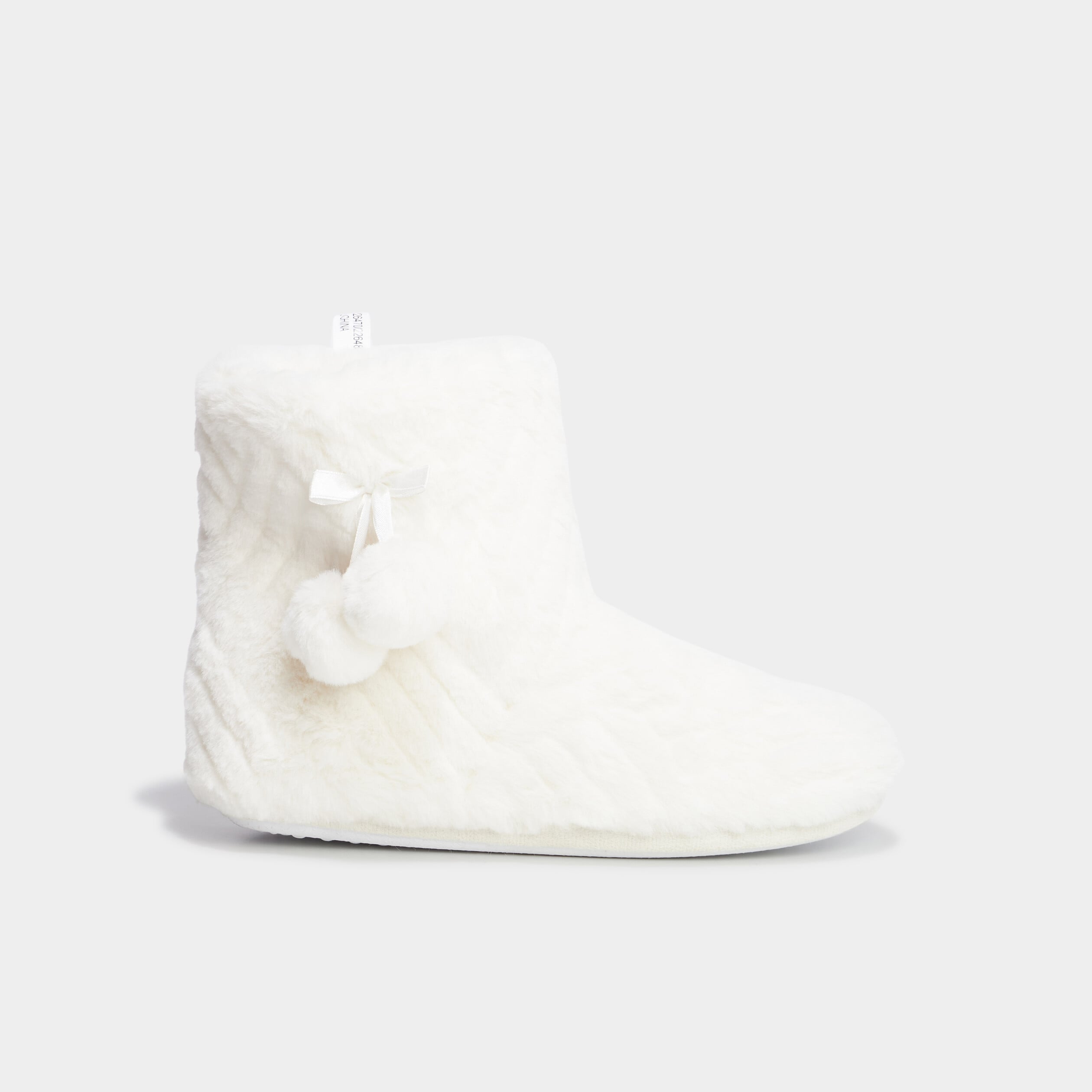 Chaussons bottines fourr&eacute;s blanc femme