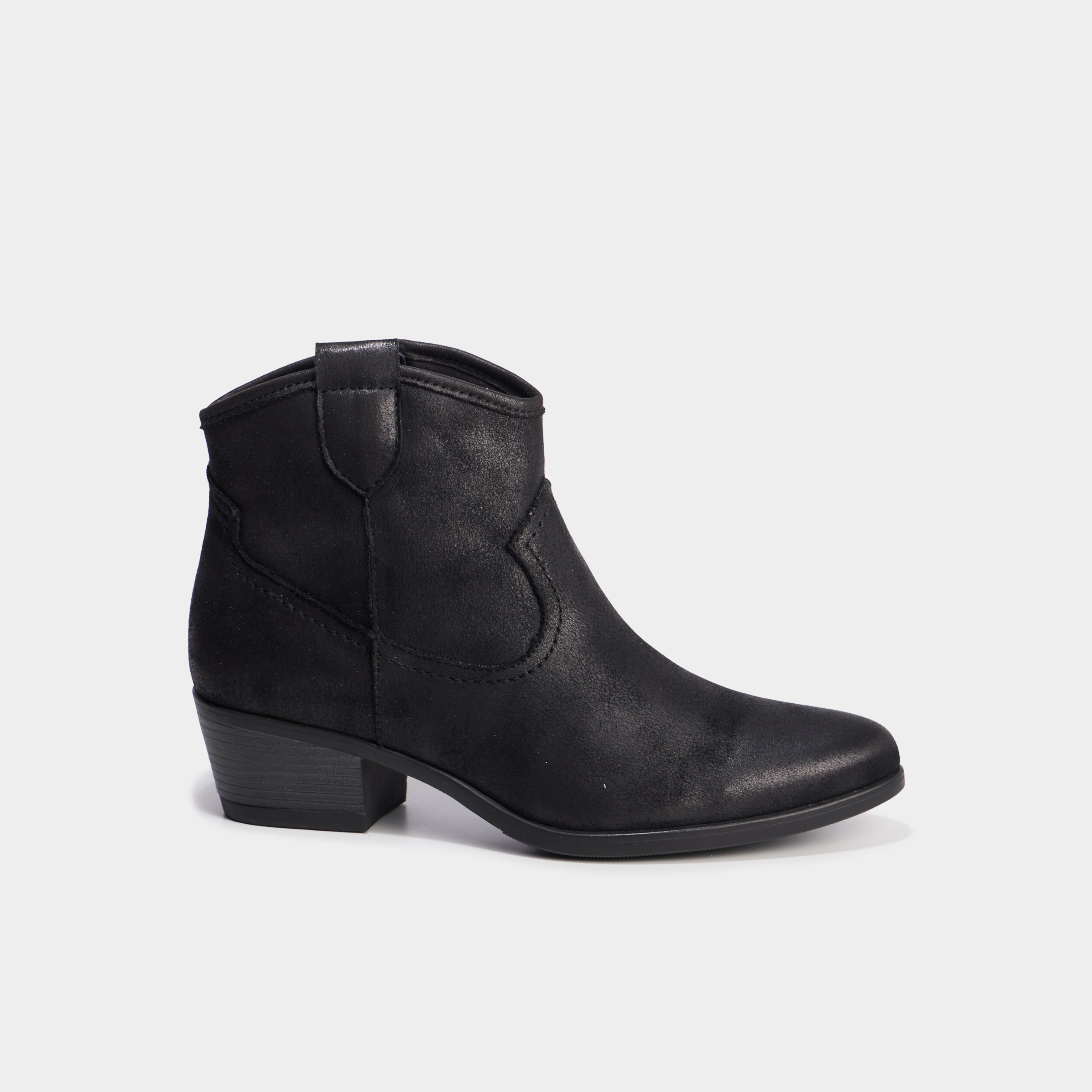 Boots esprit western &agrave; talons noir femme
