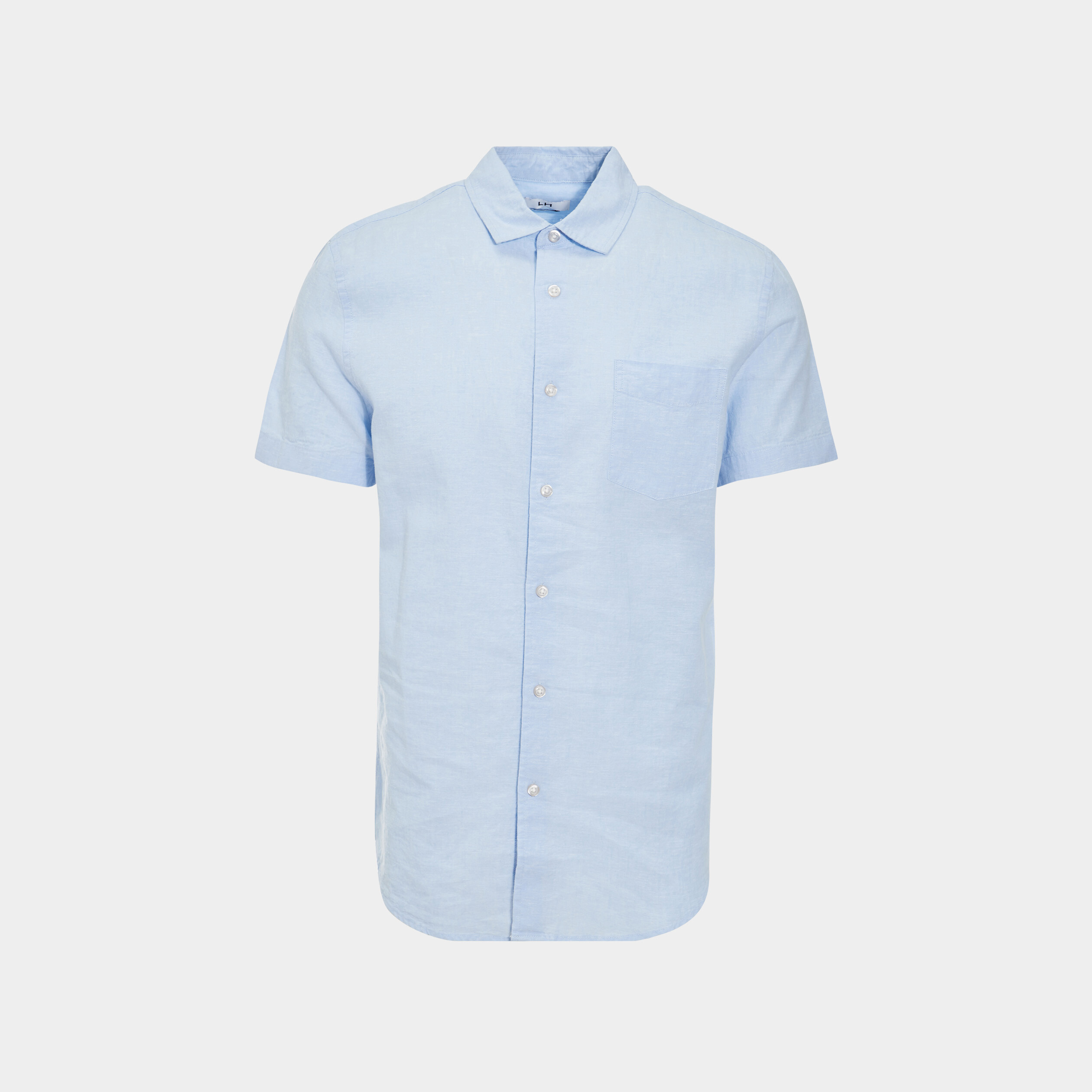 chemise manches courtes lin melange bleu ciel homme Chemise manches courtes lin mélangé bleu ciel homme