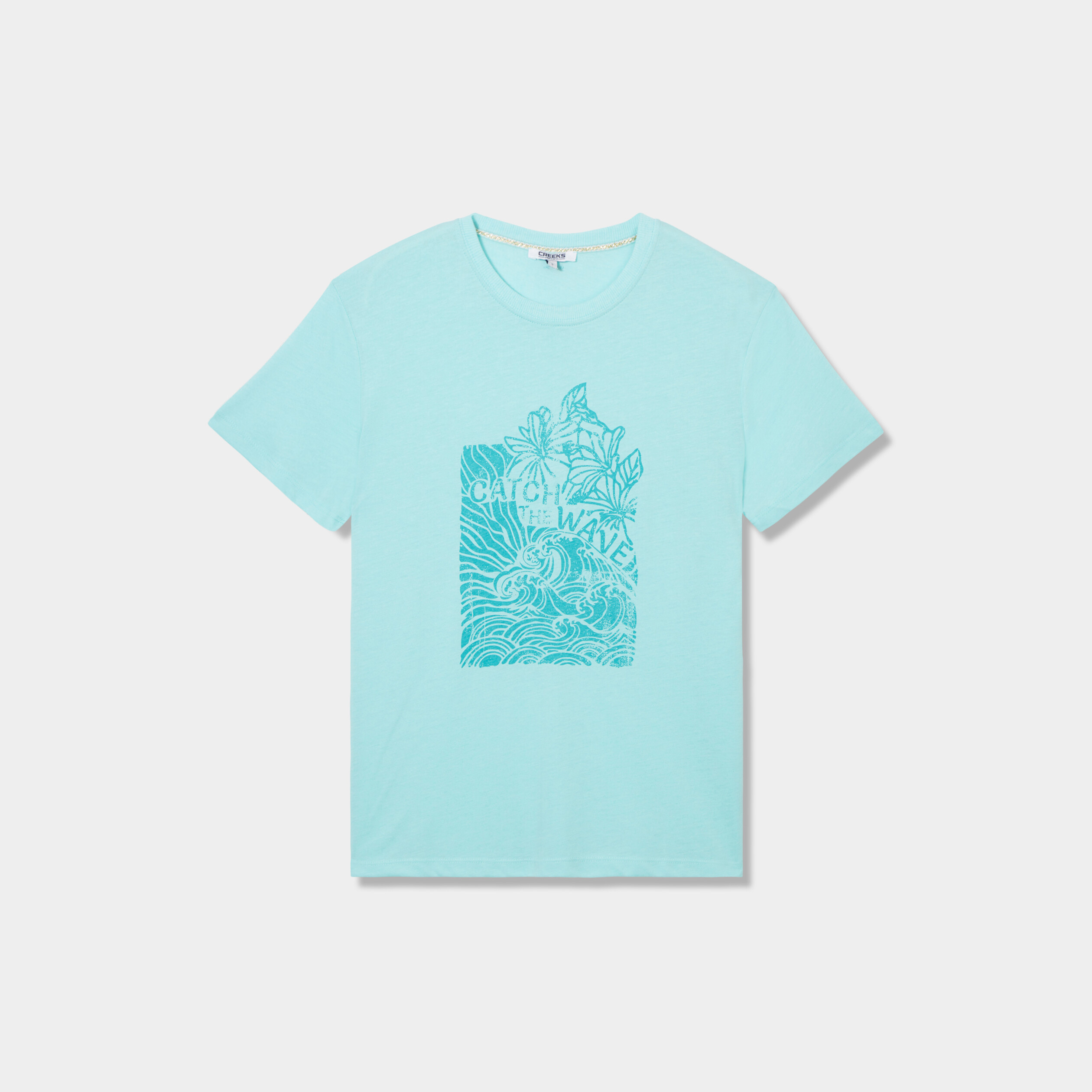 t shirt manches courtes col rond creeks bleu turquoise femme T-shirt manches courtes col rond Creeks bleu turquoise femme