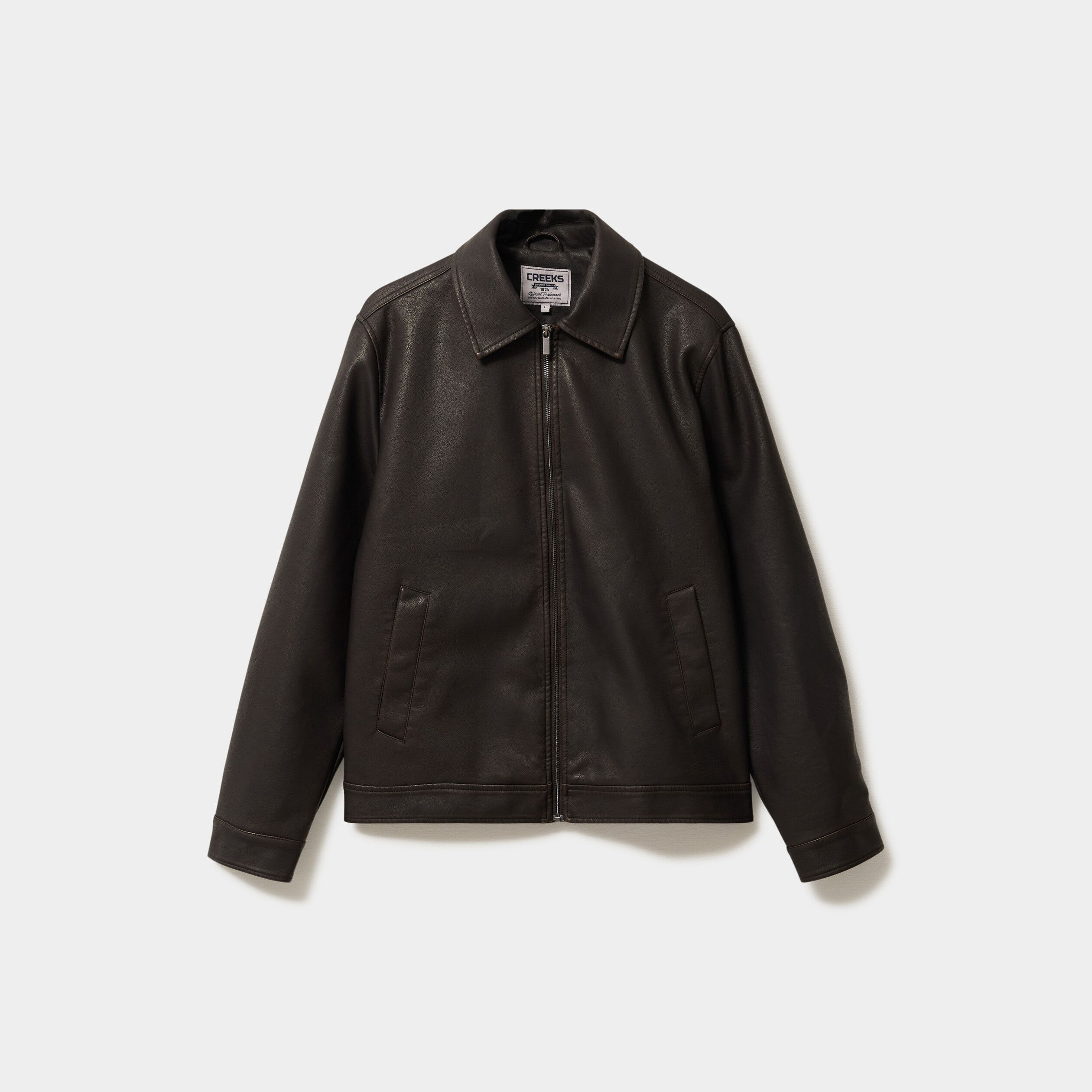 Veste courte simili cuir marron homme