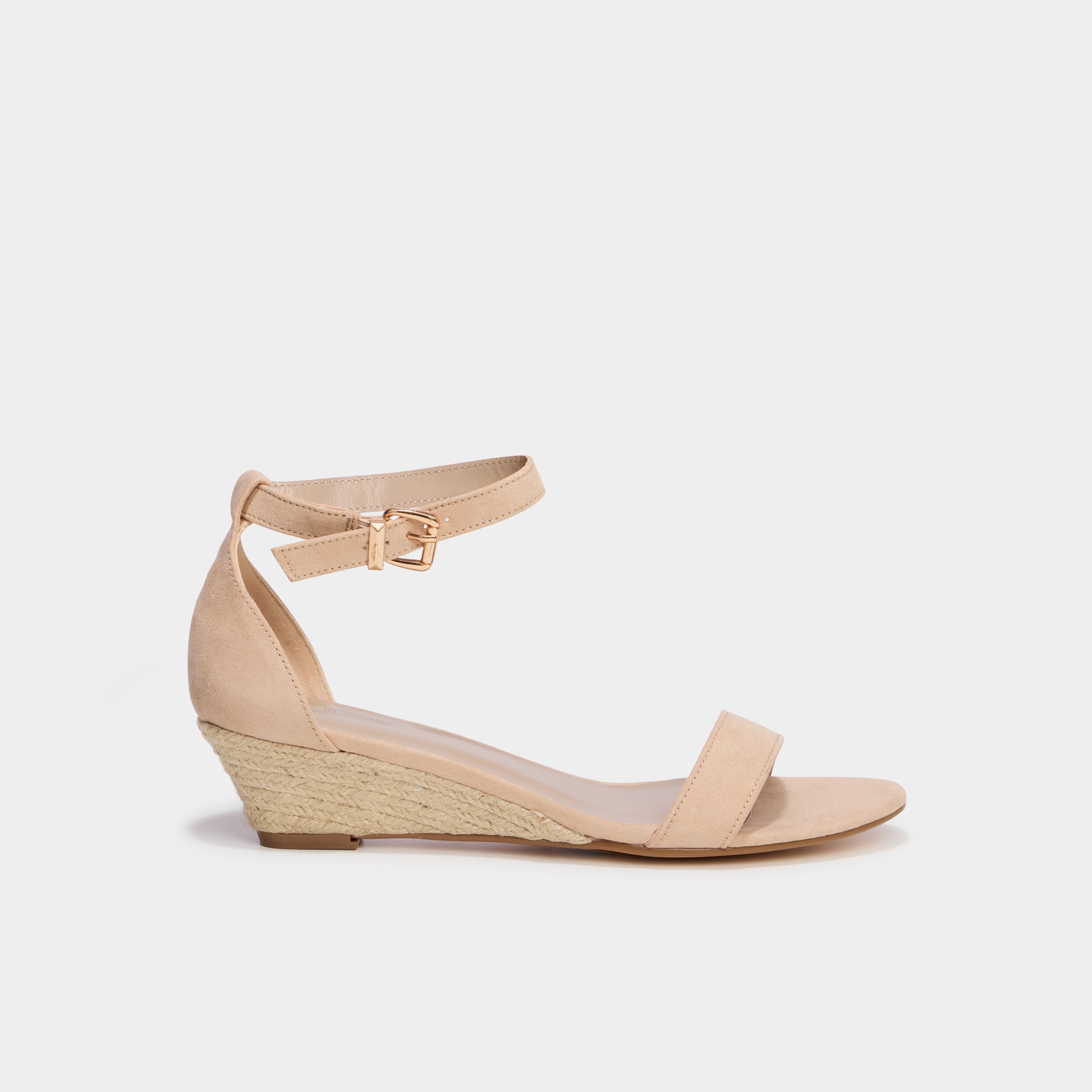 Sandales &agrave; talons compens&eacute;s creme femme