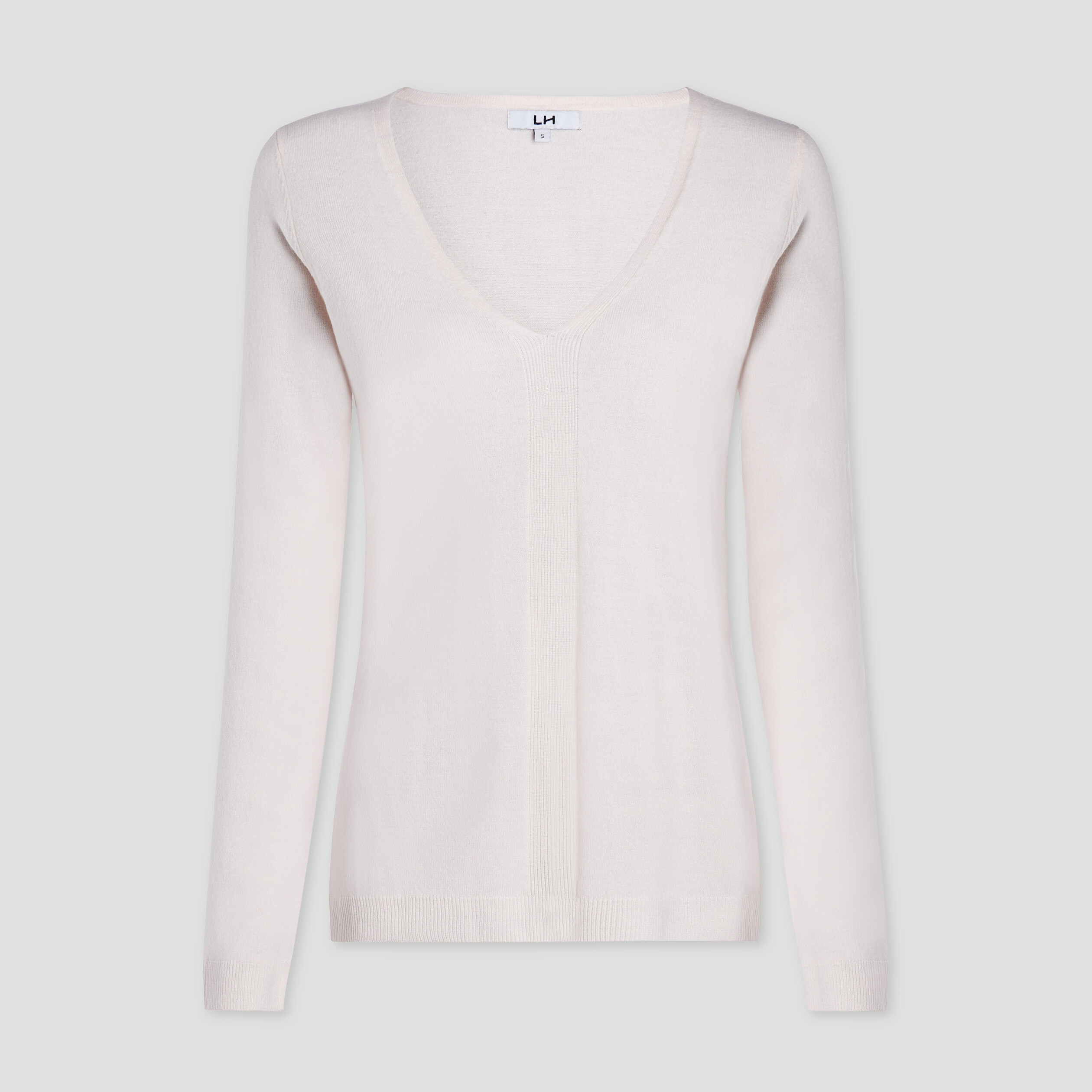 Pull col V manches longues rose clair femme