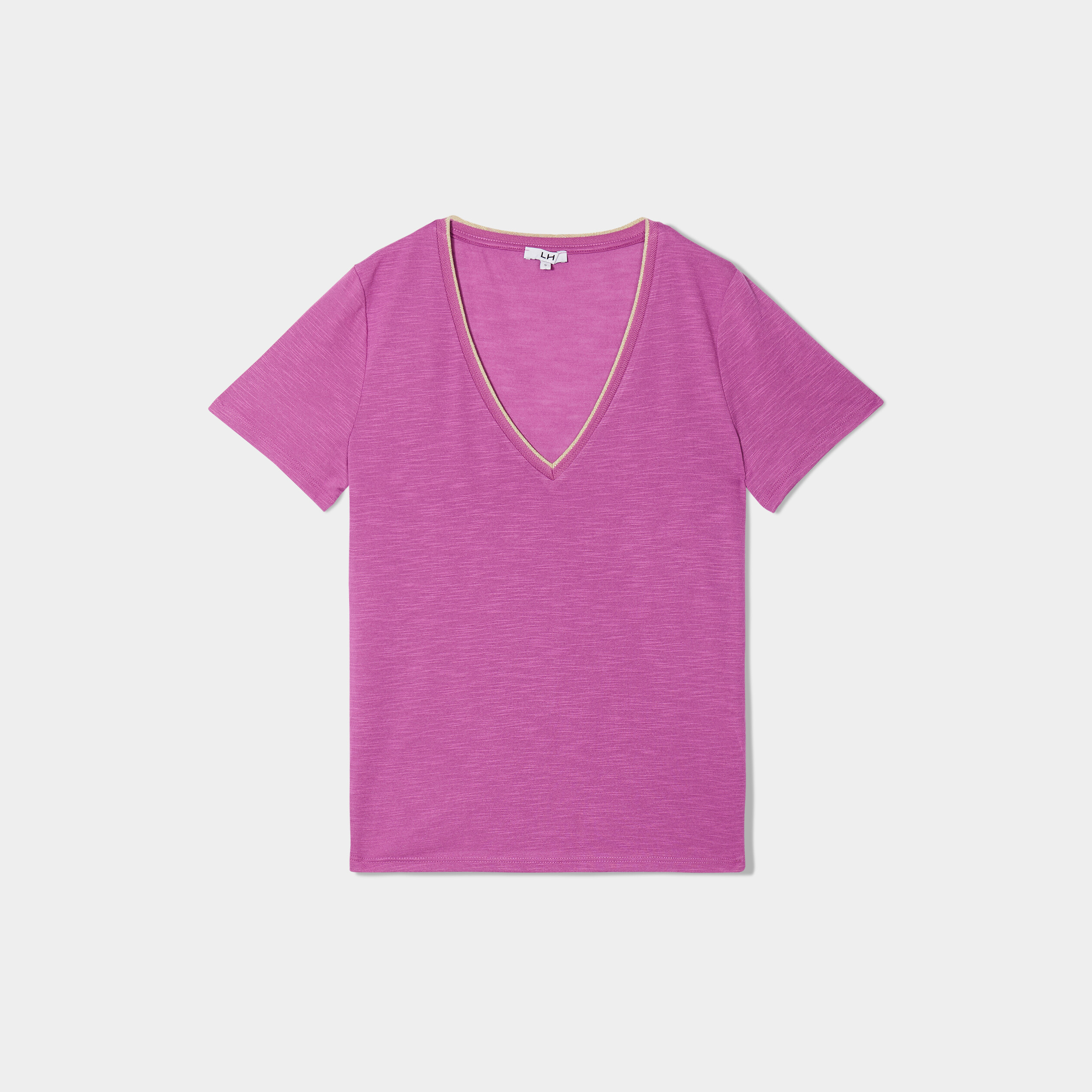 t shirt col en v manches courtes violet femme T-shirt col en V manches courtes violet femme
