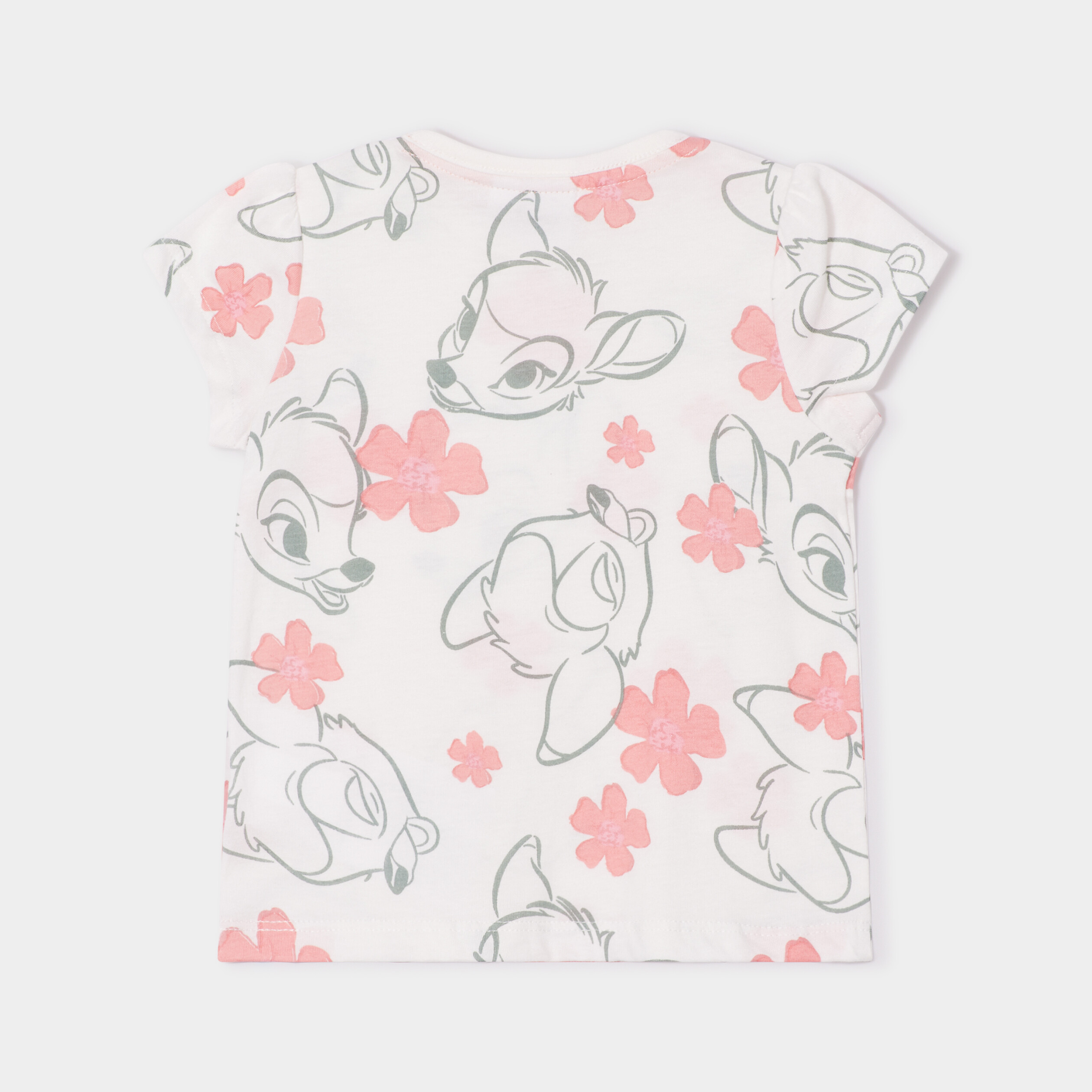 t shirt manches courtes coton bambi blanc bebef T-shirt manches courtes coton Bambi blanc bébé fille