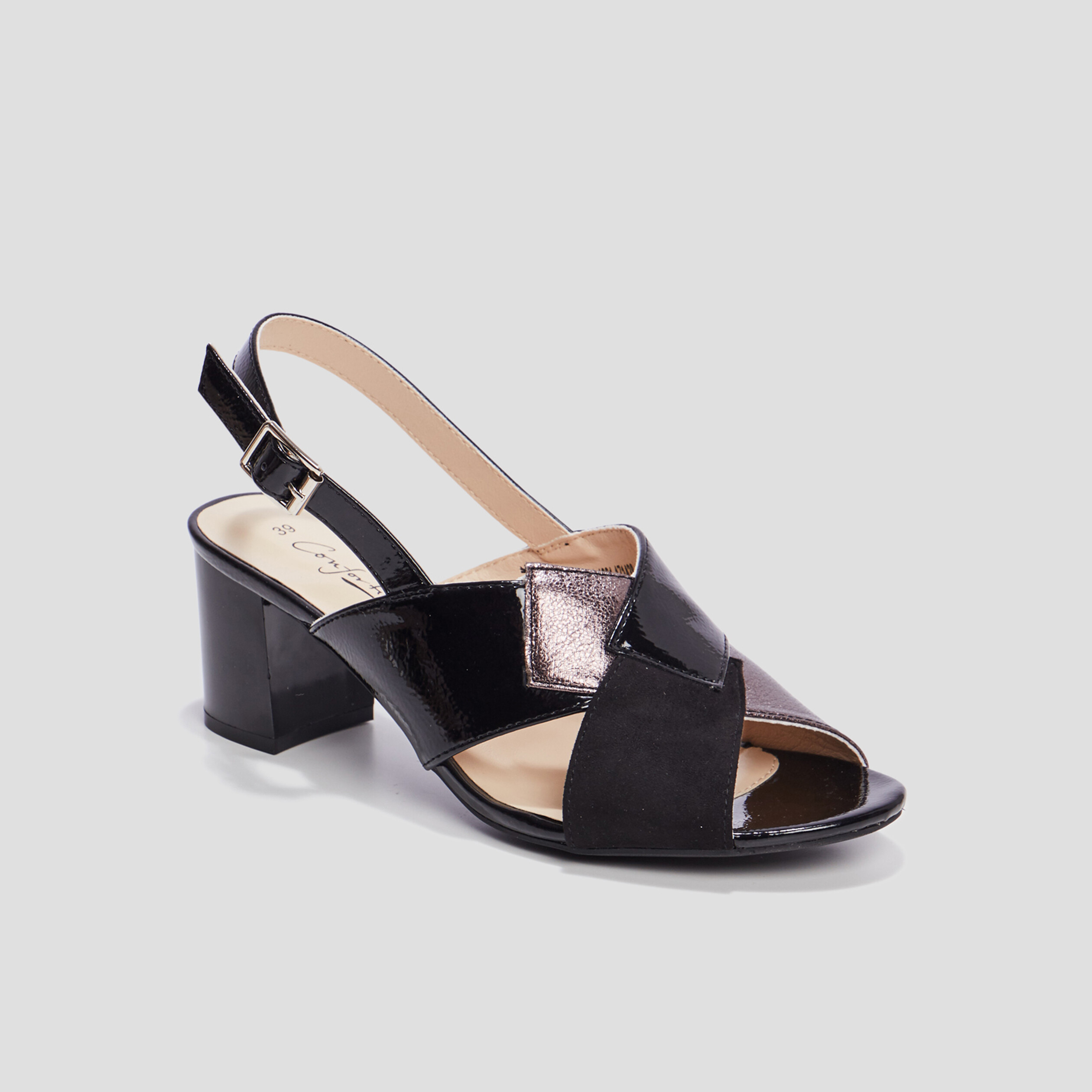 Sandales a talons pied large noir femme La Halle