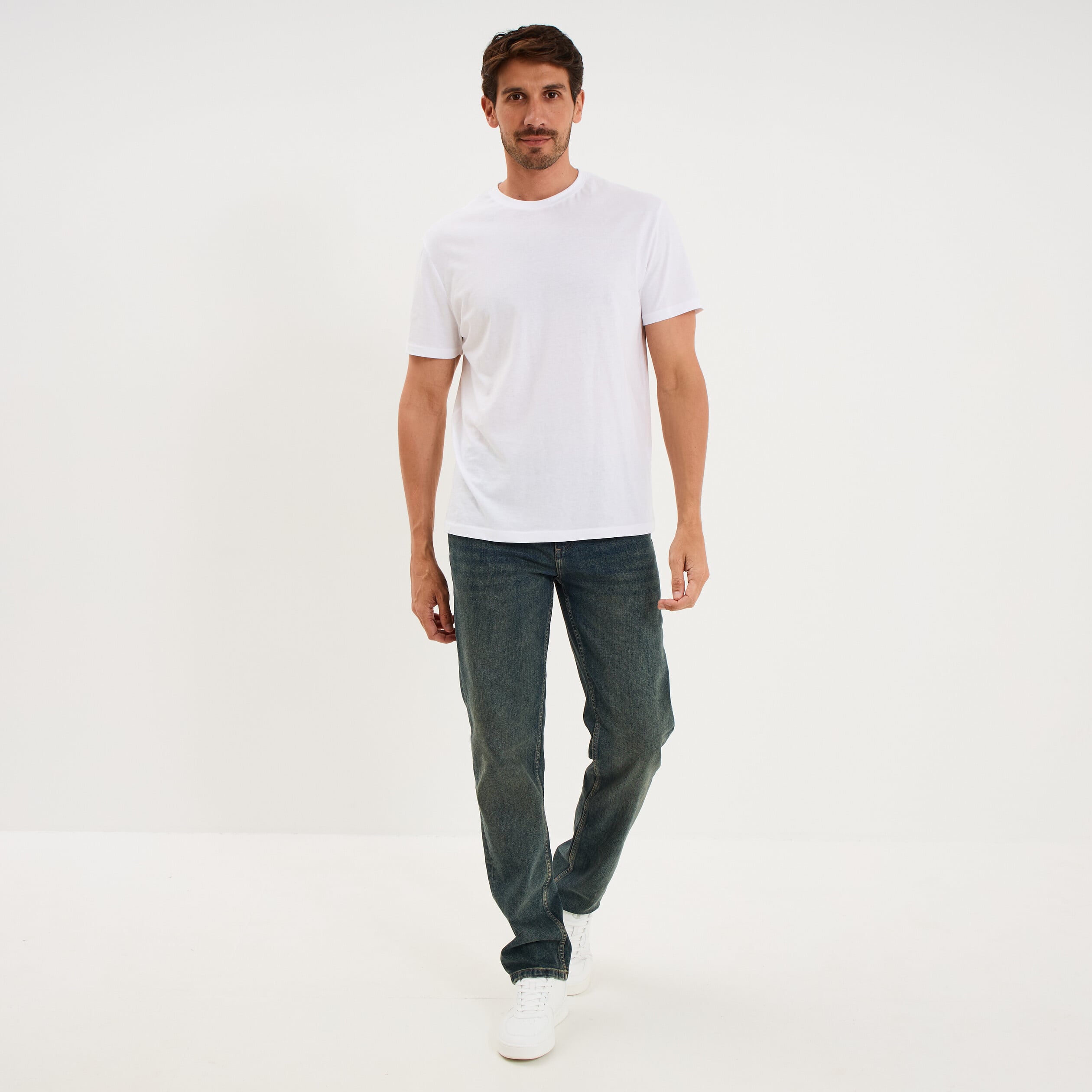 Jeans regular 5 poches denim dirty homme