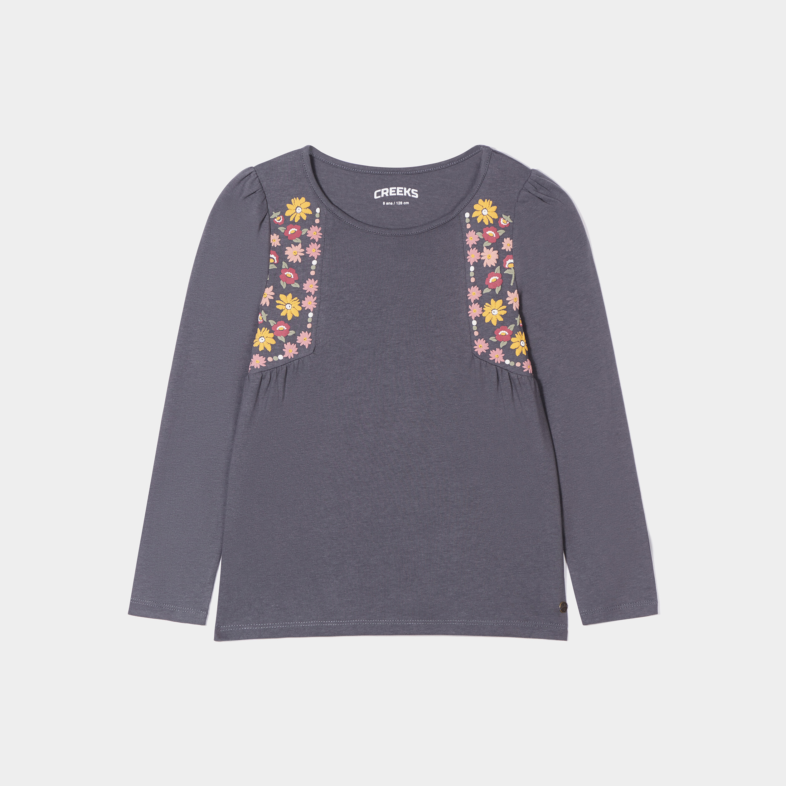 t shirt droit avec empiecements creeks gris fonce fille T-shirt droit avec empiècements Creeks gris foncé fille