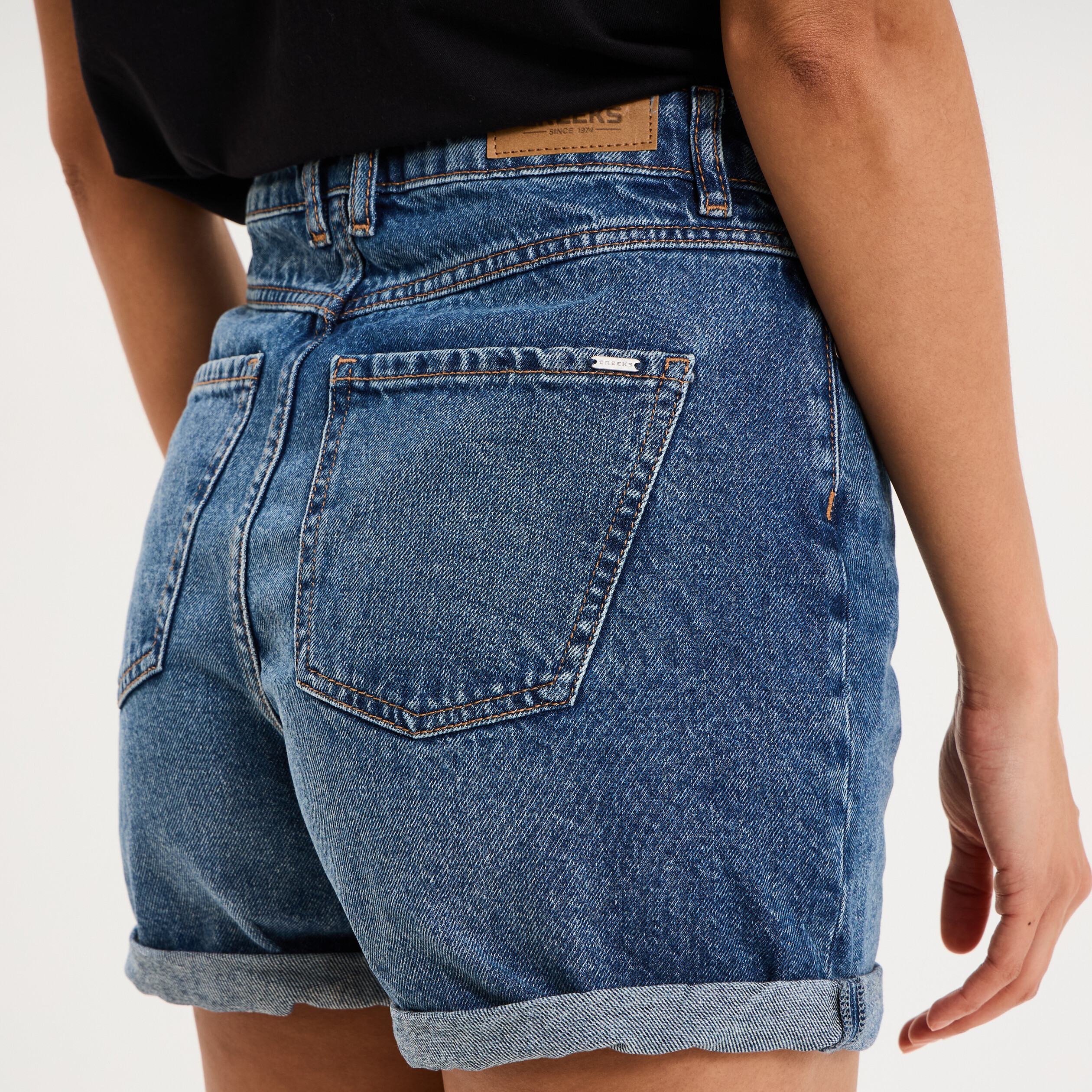 Short mom en jean 5 poches denim stone femme