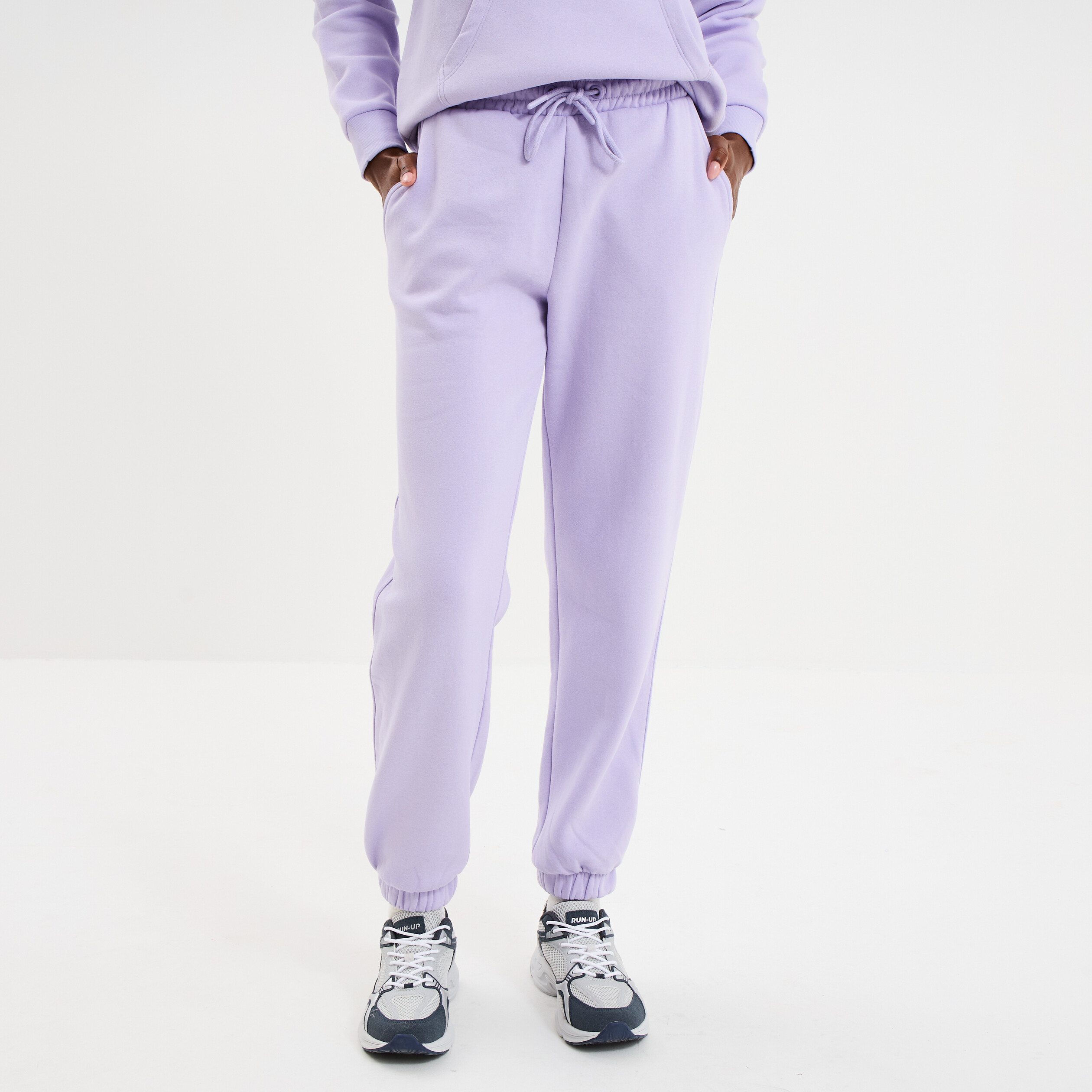 Pantalon jogging droit molleton parme femme