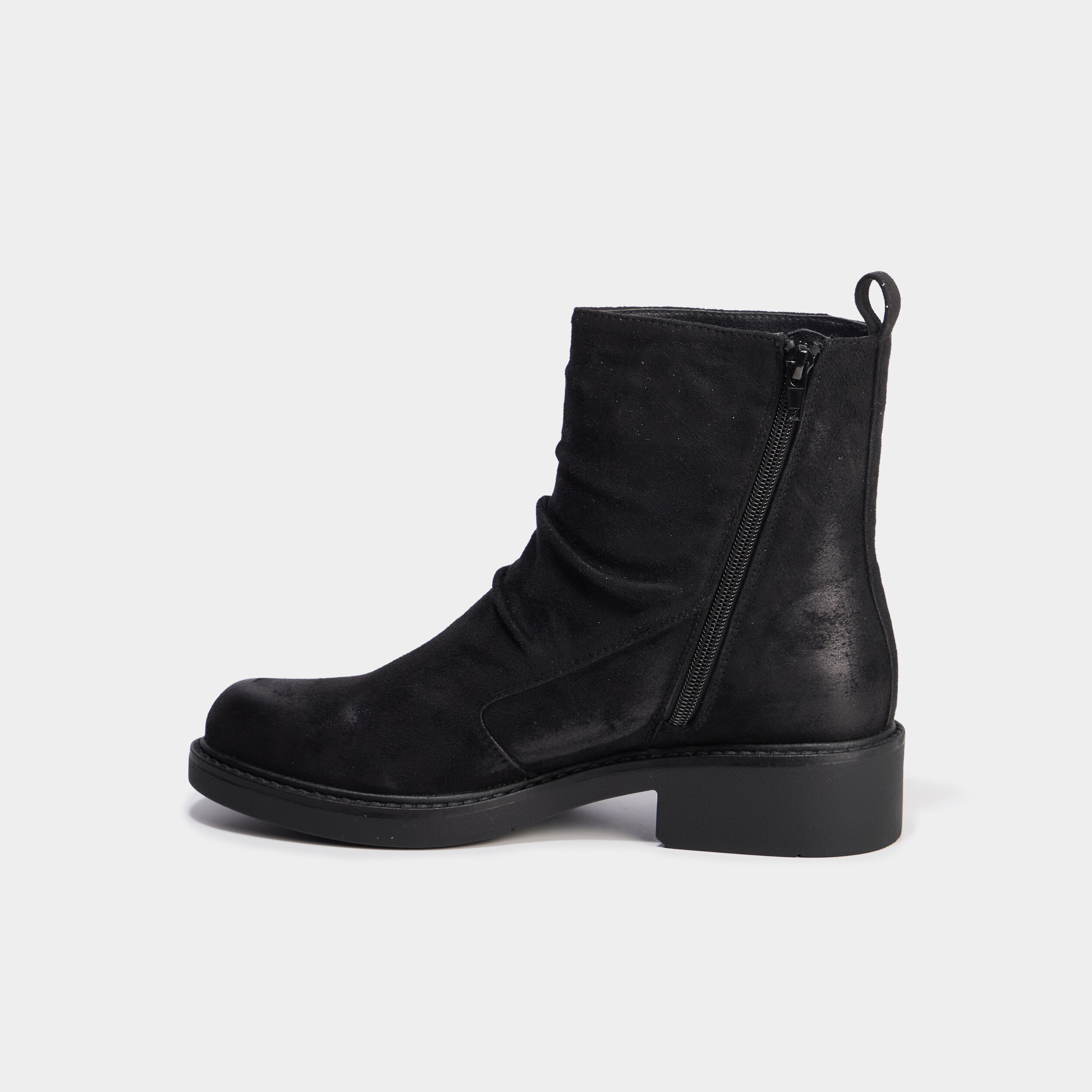 Boots effet su&eacute;dine noir femme