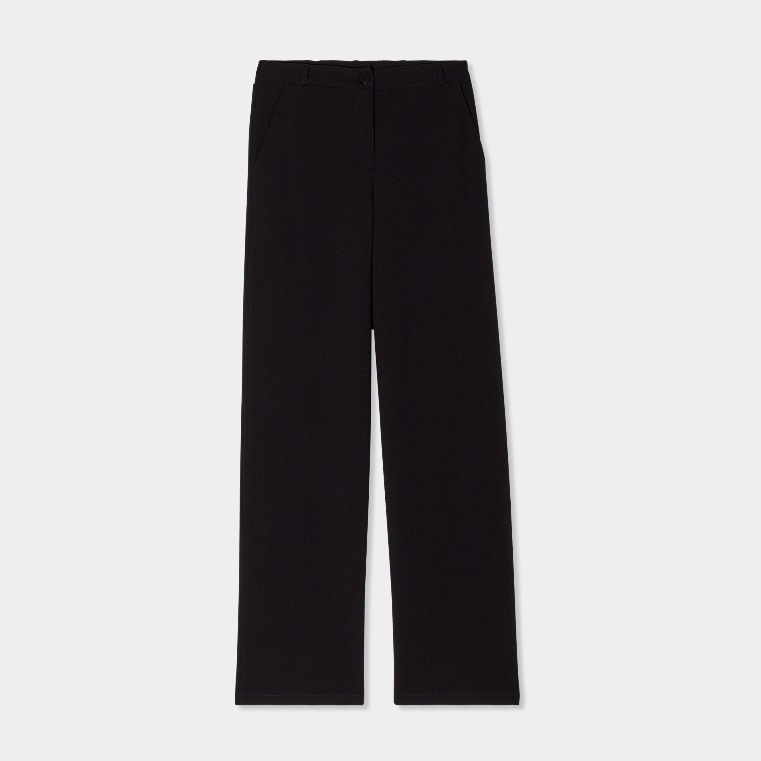 Pantalon large fluide taille &eacute;lastiqu&eacute;e noir femme