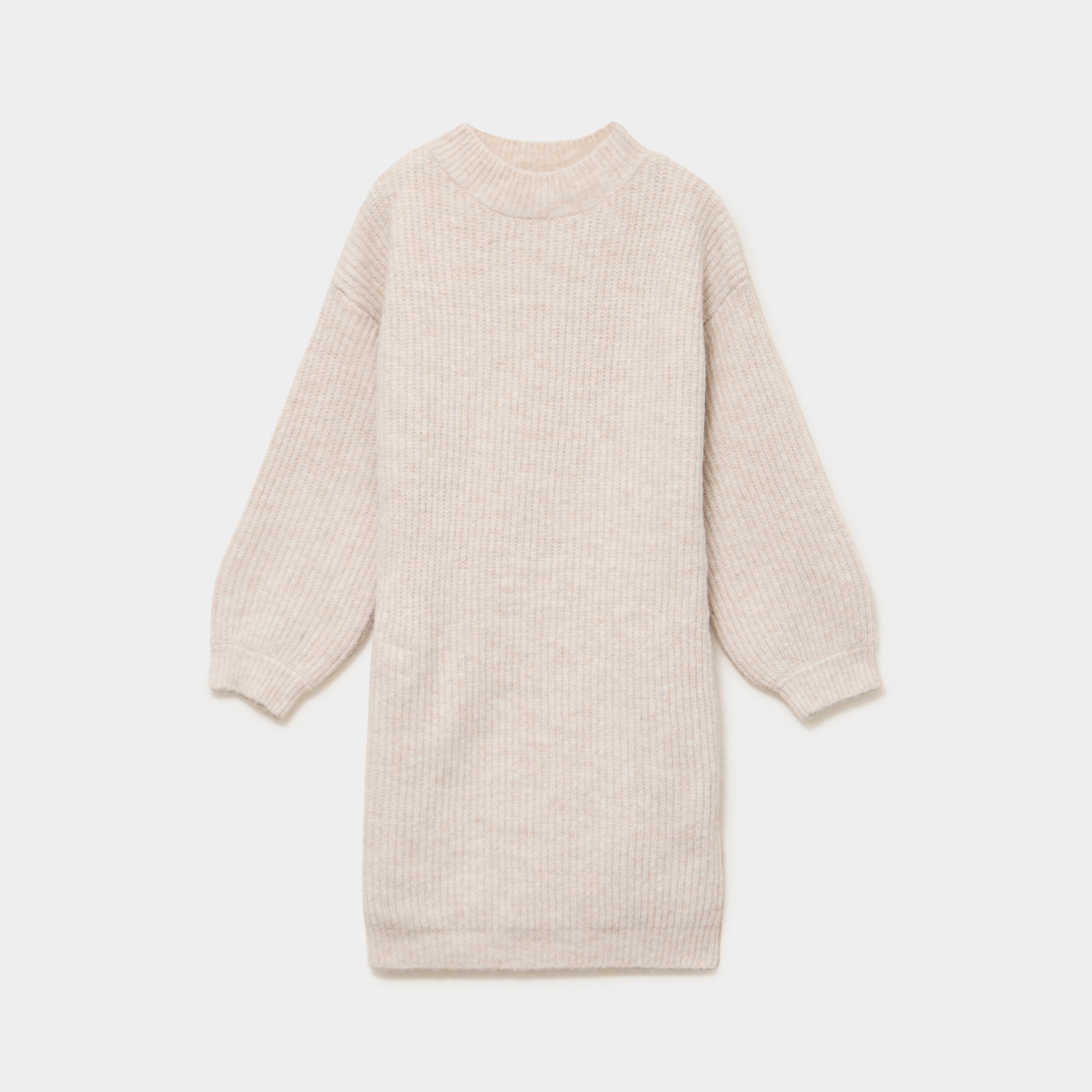 Robe tricot col montant manches longues ivoire fille
