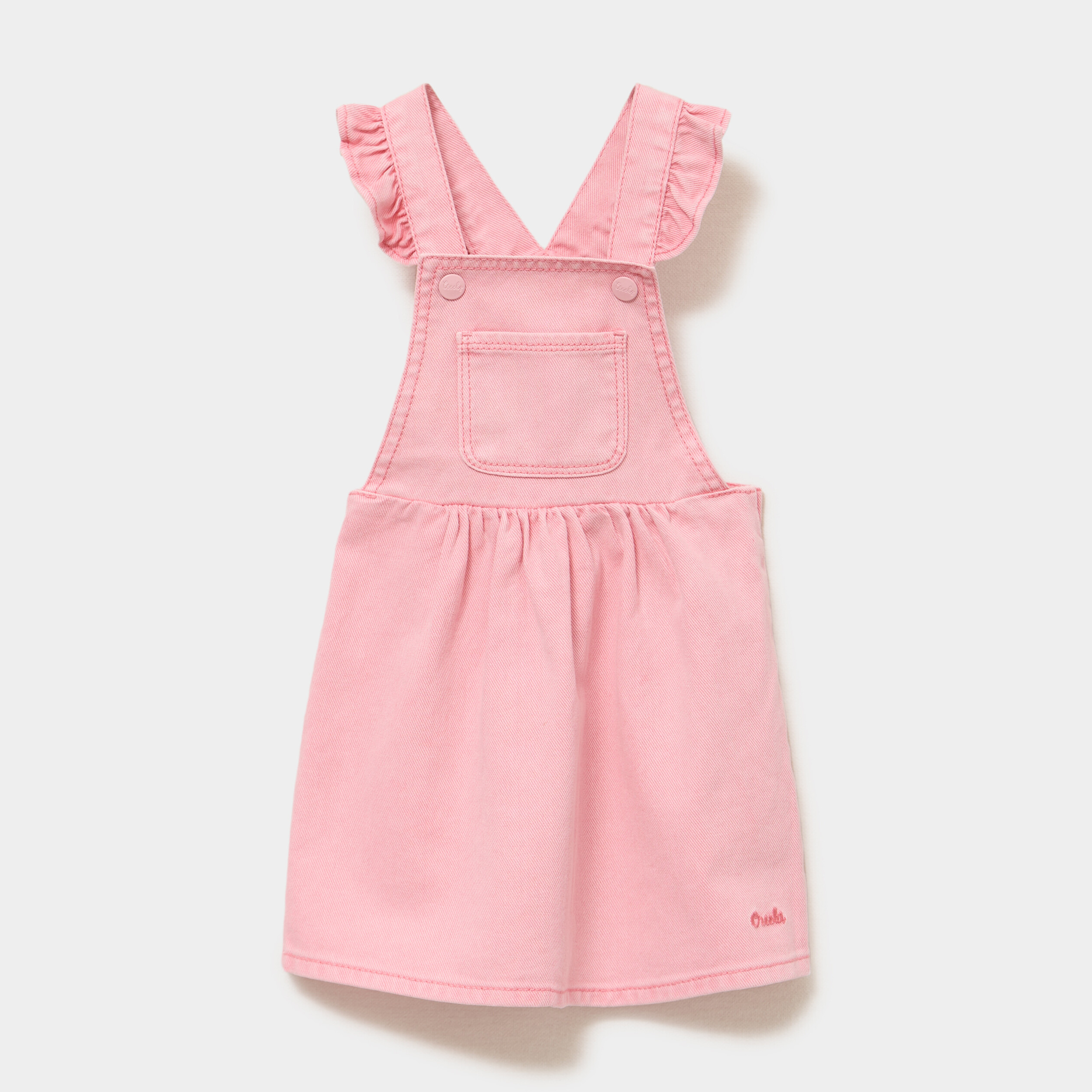 Robe salopette &agrave; volants rose b&eacute;b&eacute; fille