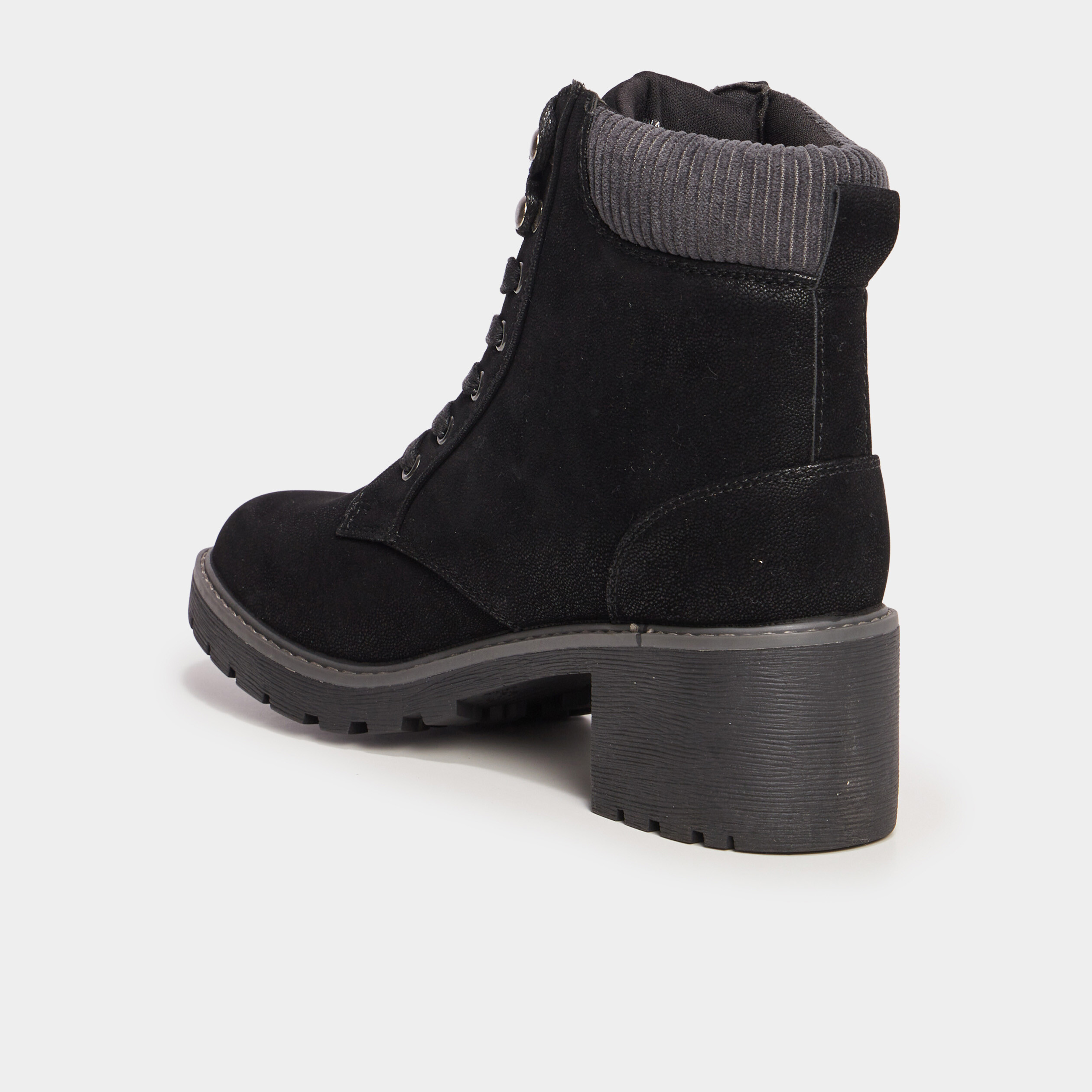 Bottines &agrave; talons et lacets noir femme