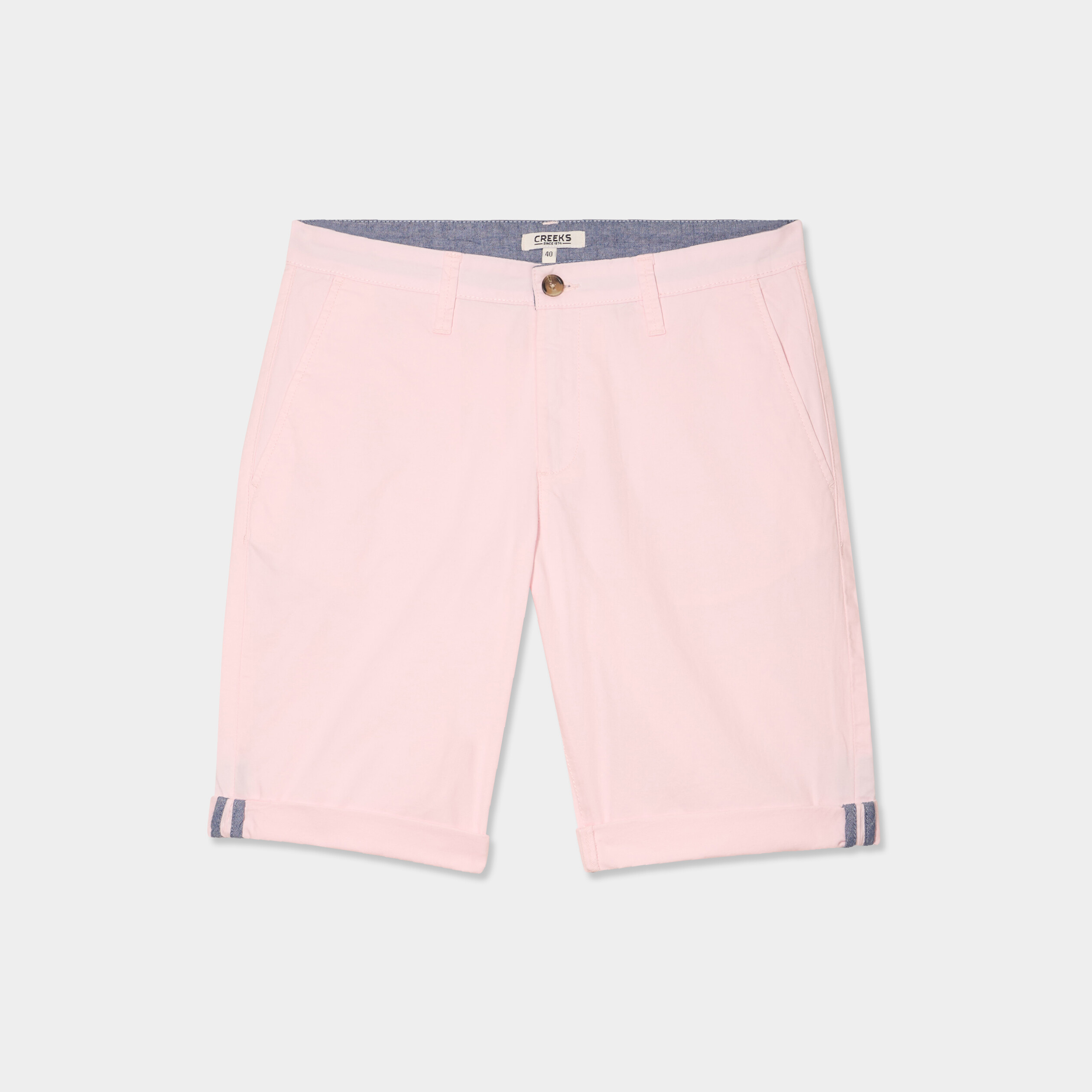 Bermuda short chino straight stretch rose homme