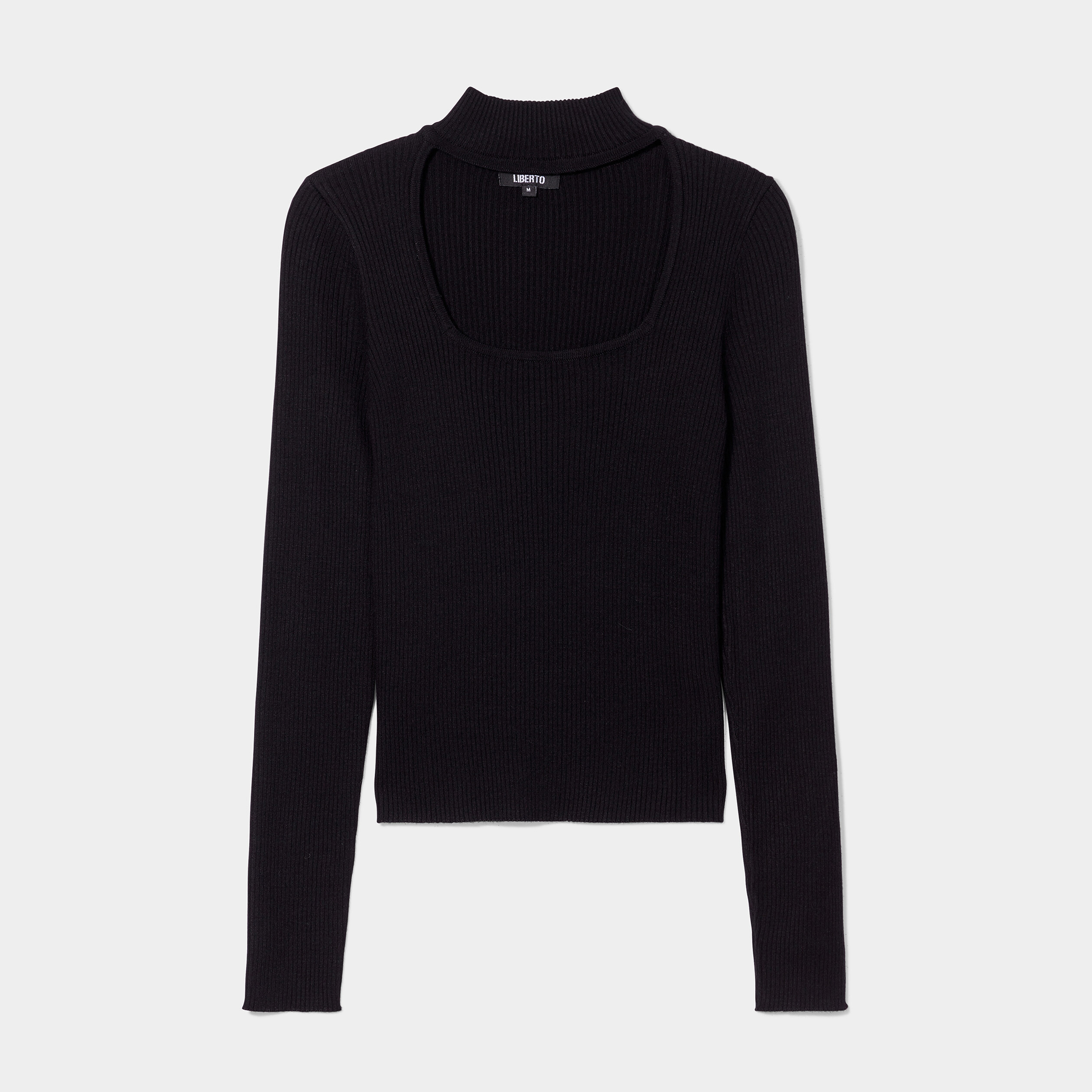 pull col montant a ouverture liberto noir femme Pull col montant à ouverture Liberto noir femme