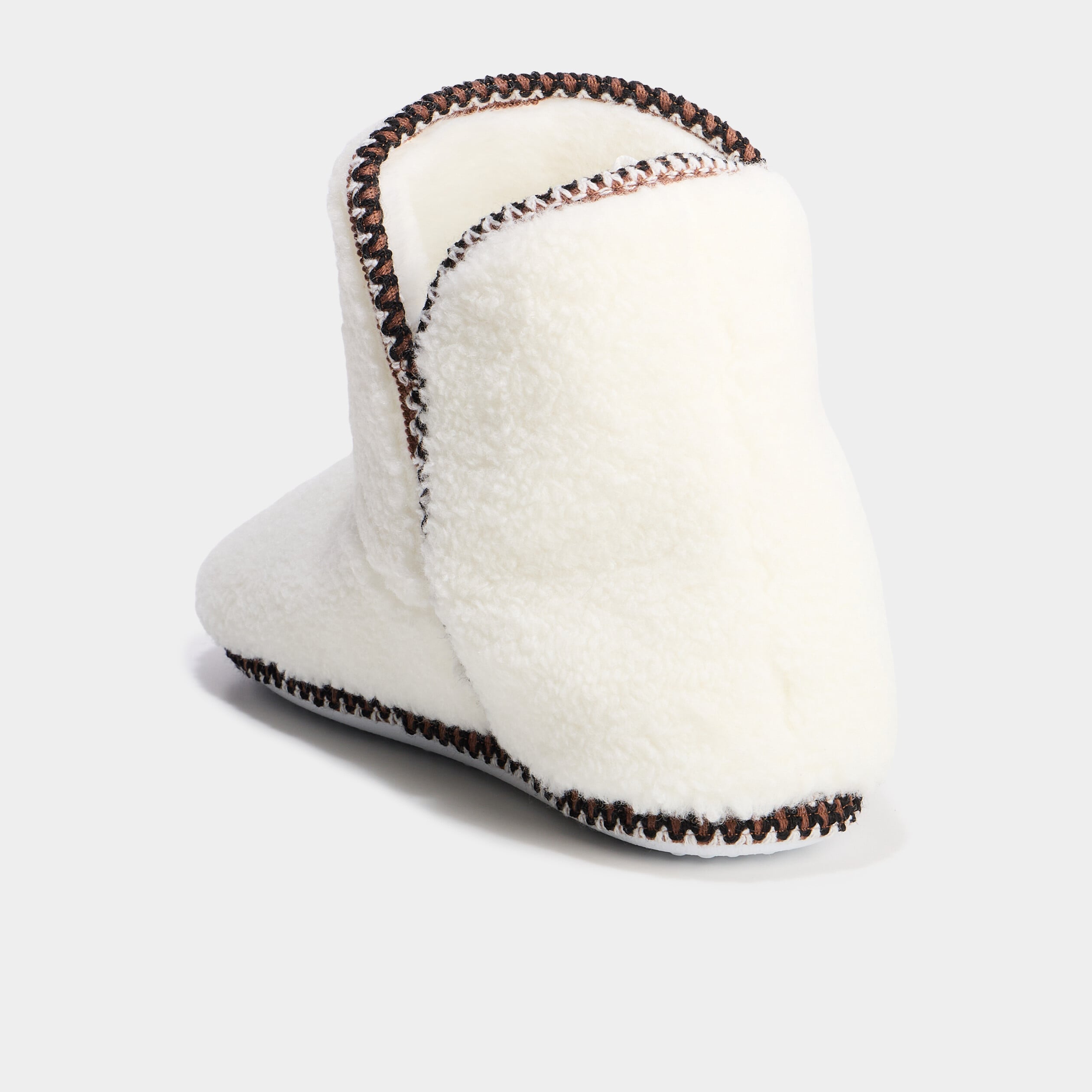 Chaussons bottines effet polaire blanc femme
