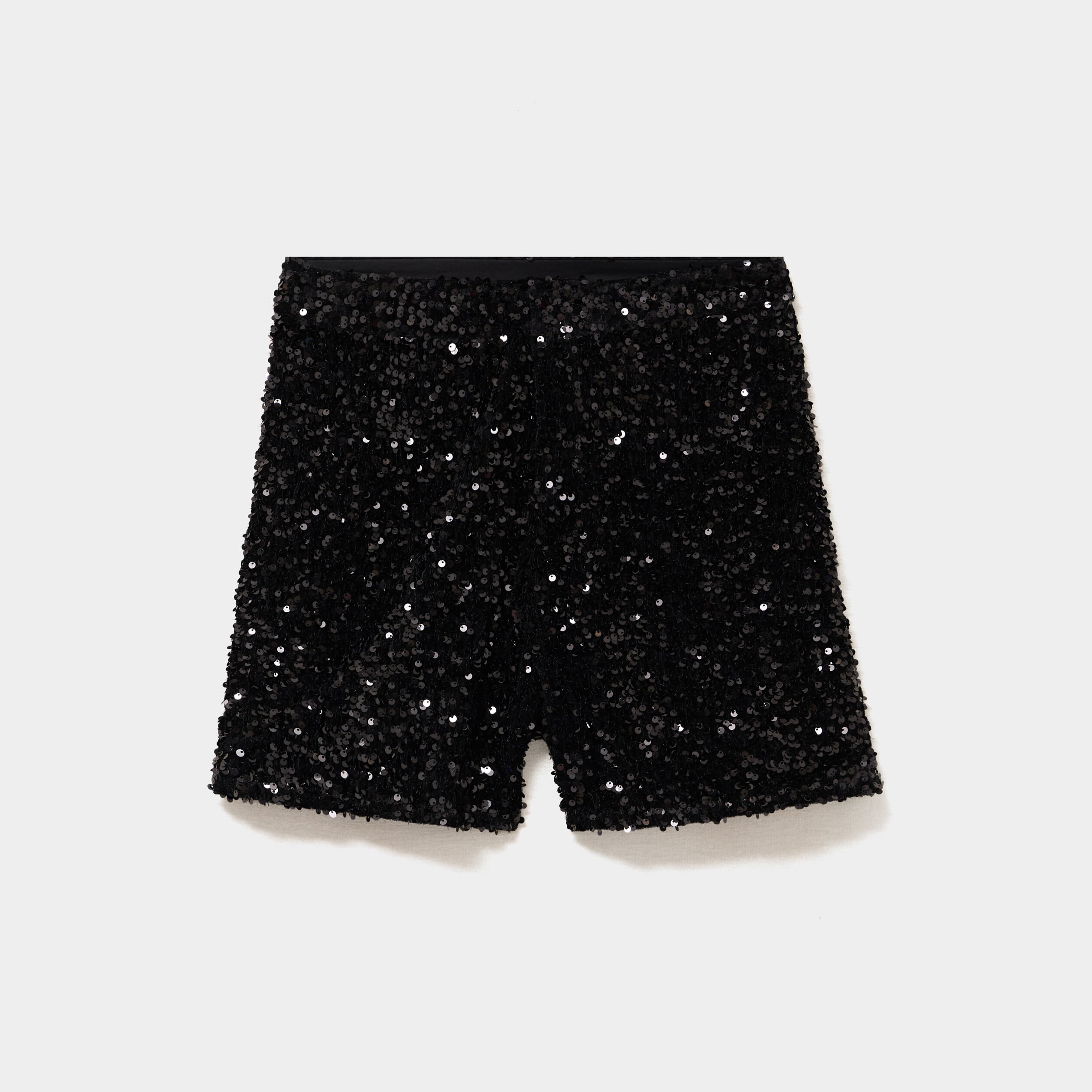 Short &agrave; sequins taille &eacute;lastiqu&eacute;e noir femme