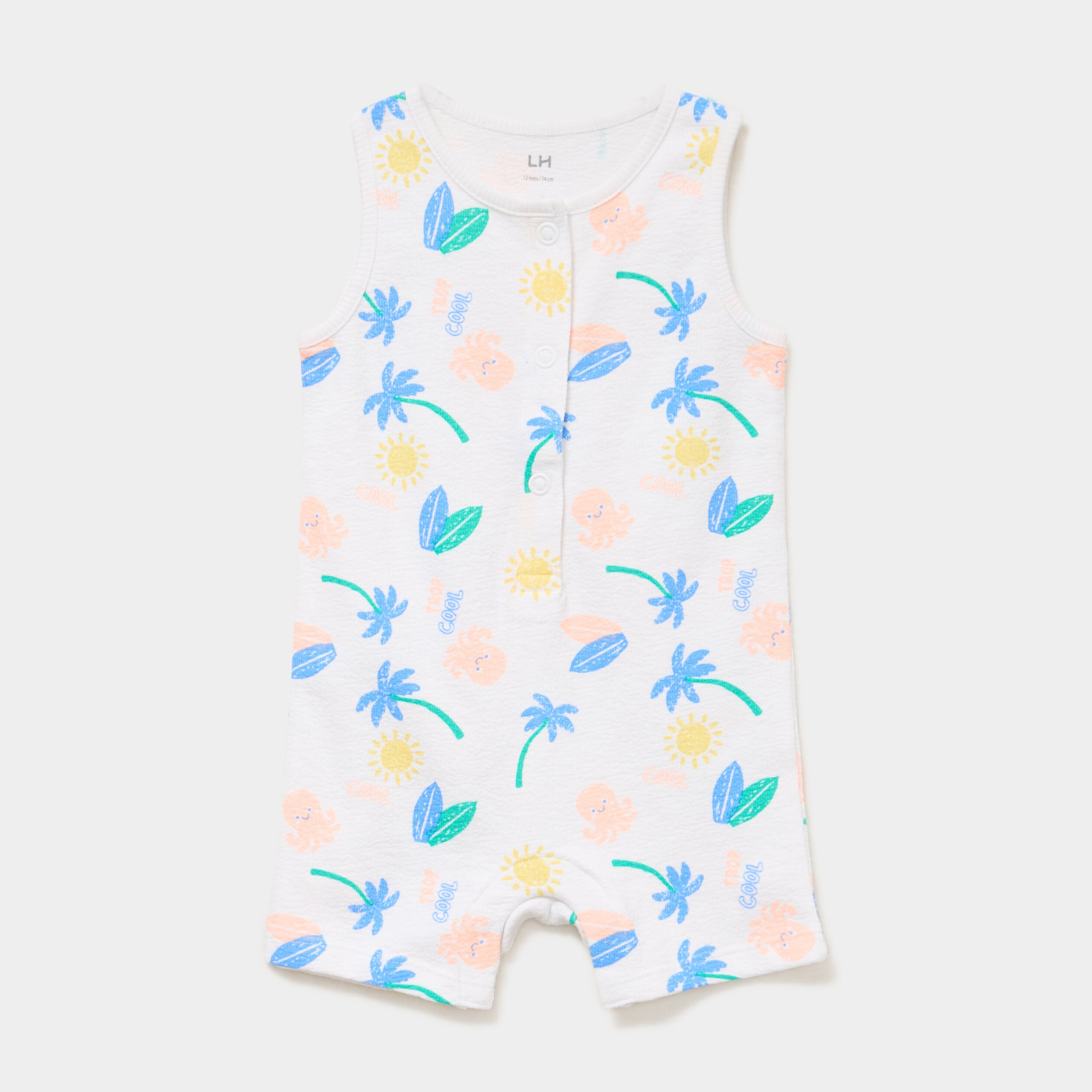 Combishort sans manches coton blanc b&eacute;b&eacute; gar&ccedil;on