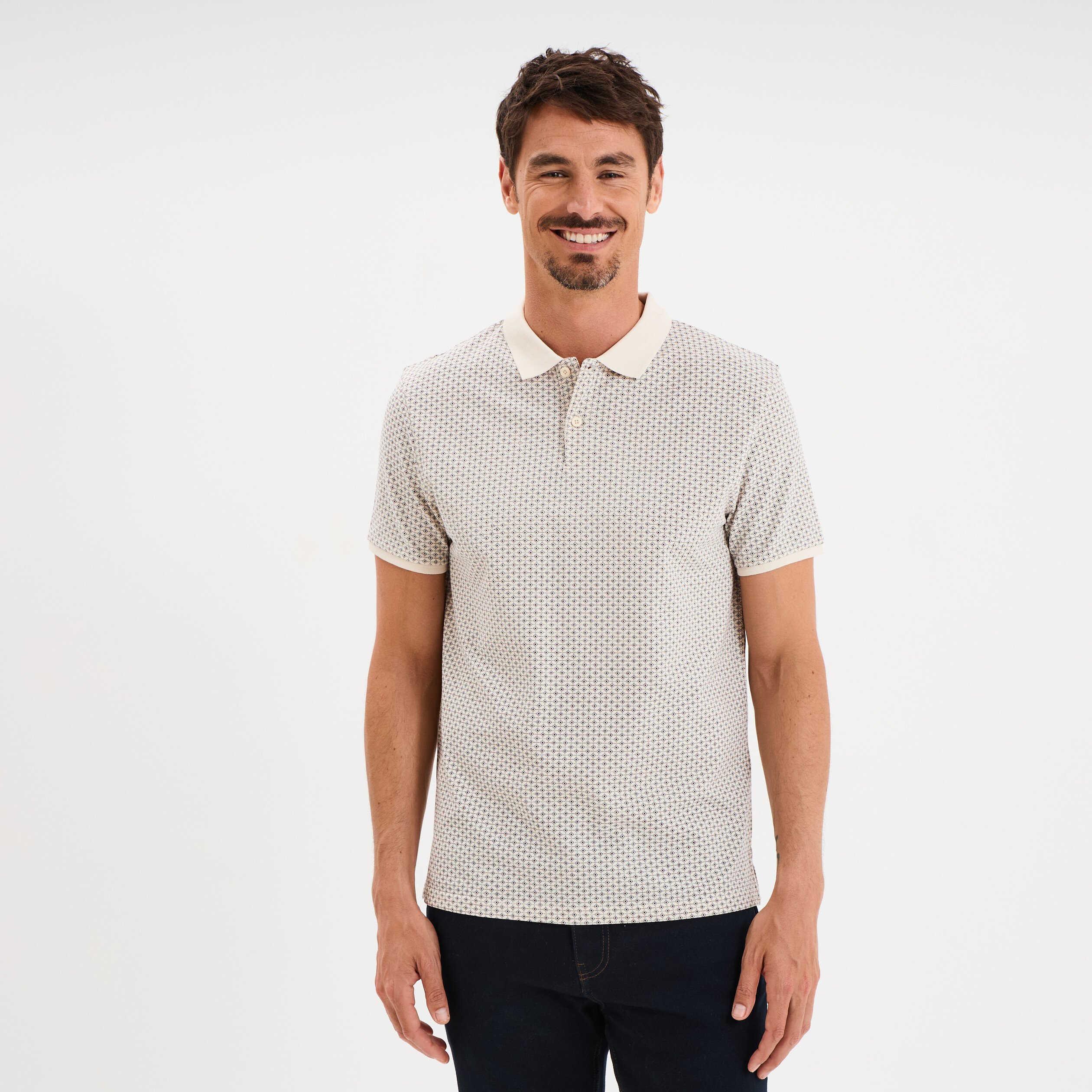 polo droit manches courtes coton blanc homme Polo droit manches courtes coton blanc homme