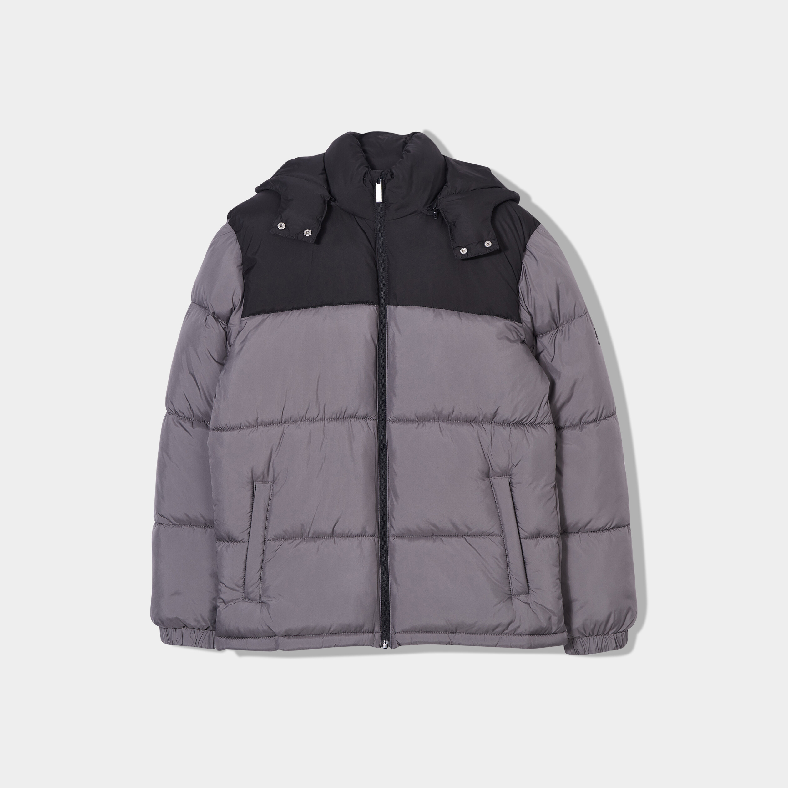 Doudoune zippée à capuche amovible gris homme