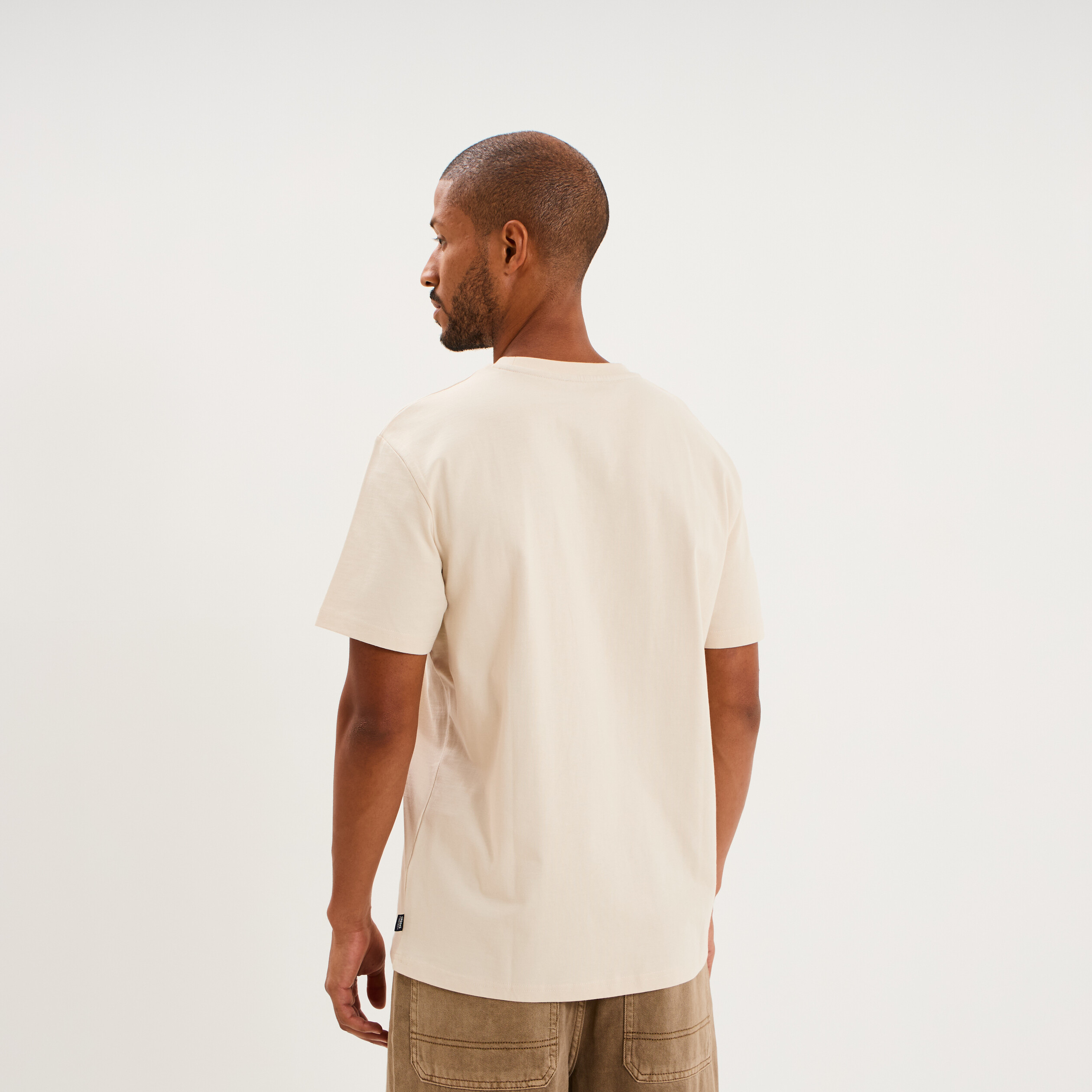 T-shirt droit manches courtes coton ecru homme