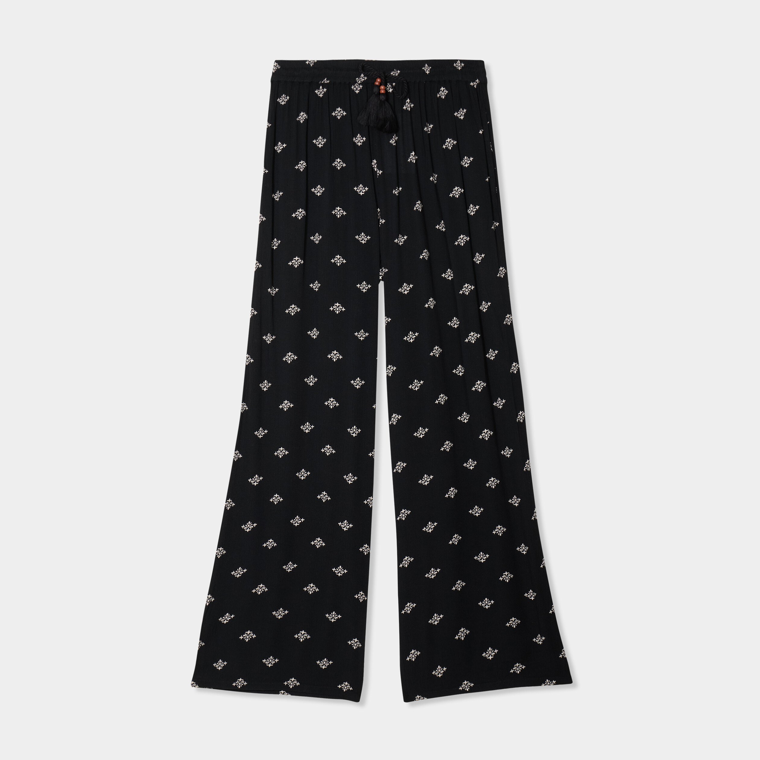 pantalon fluide large crepe noir femme Pantalon fluide large crêpe noir femme