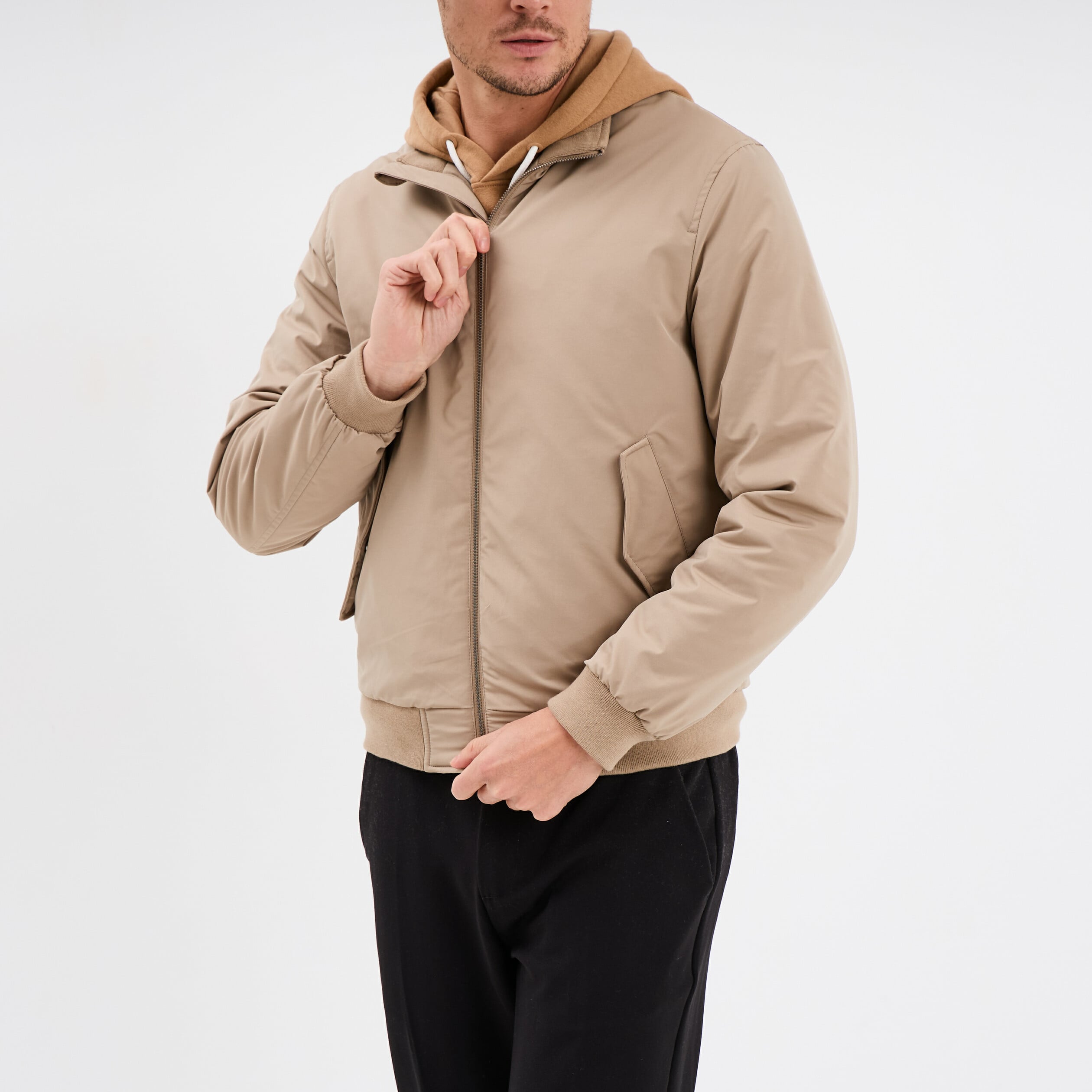 Blouson zipp&eacute; col montant Creeks taupe homme